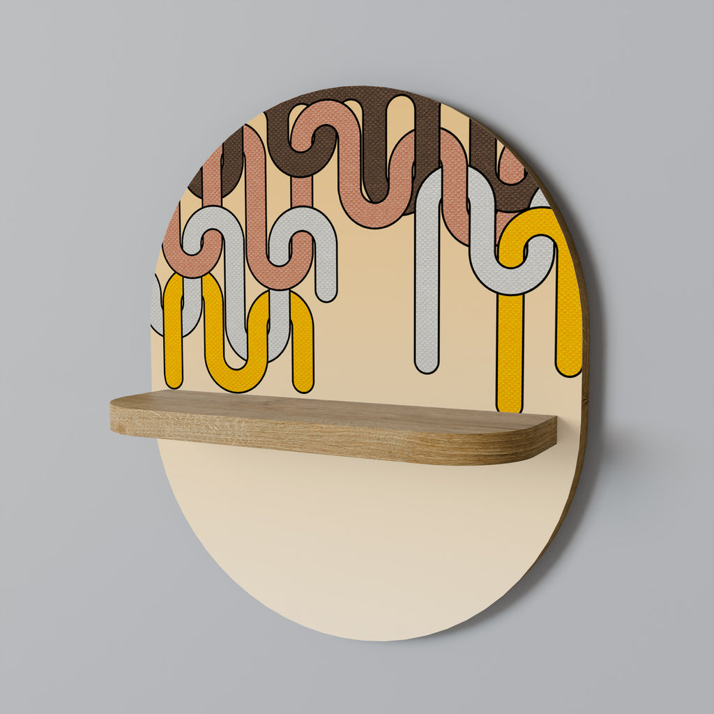 Estantería de arte ovalada COLORFUL STRINGS con efecto roble