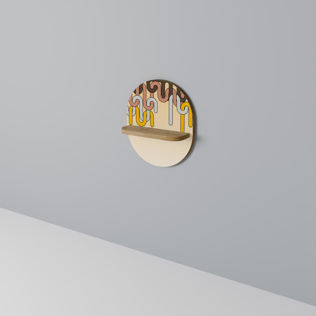 Estantería de arte ovalada COLORFUL STRINGS con efecto roble