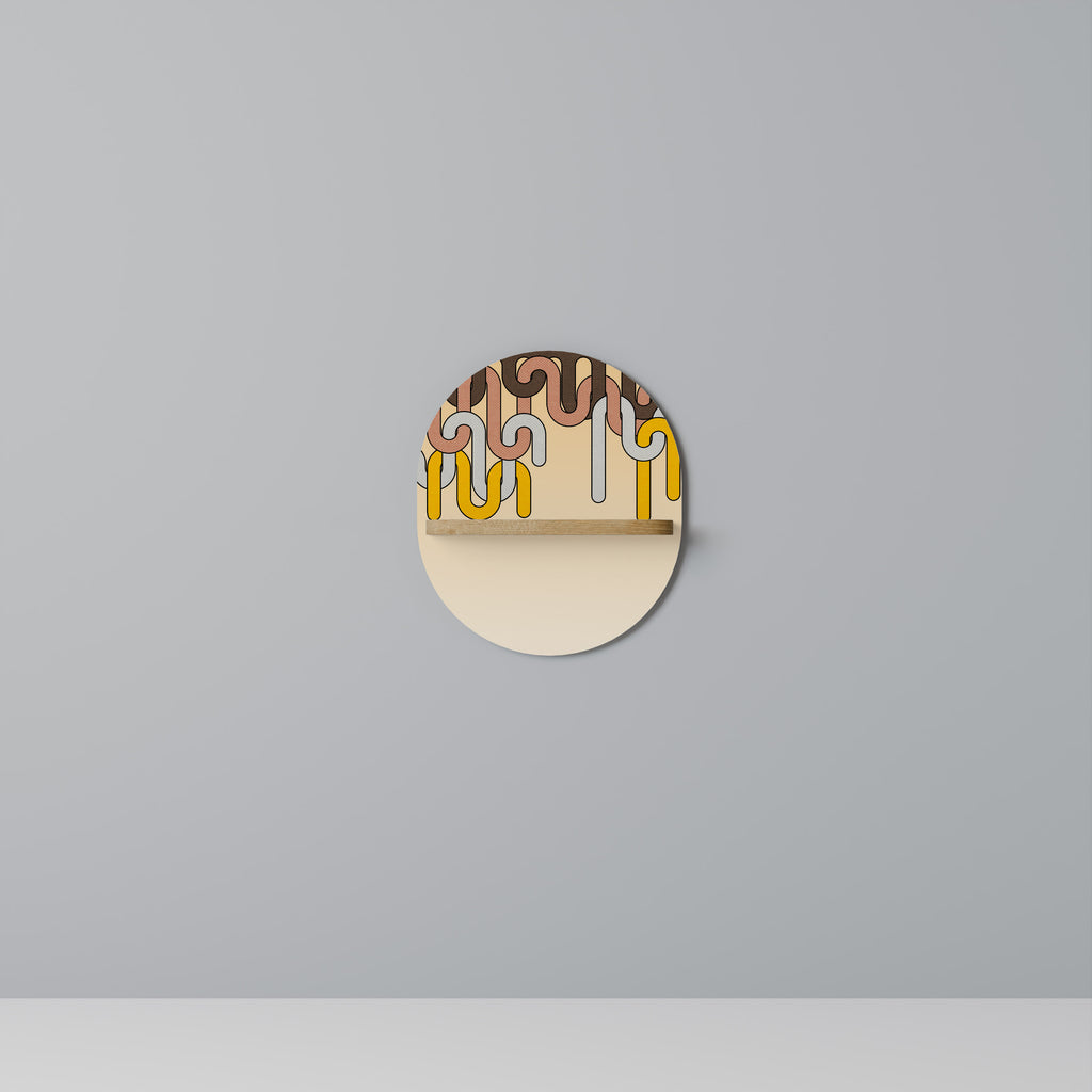 Estantería de arte ovalada COLORFUL STRINGS con efecto roble