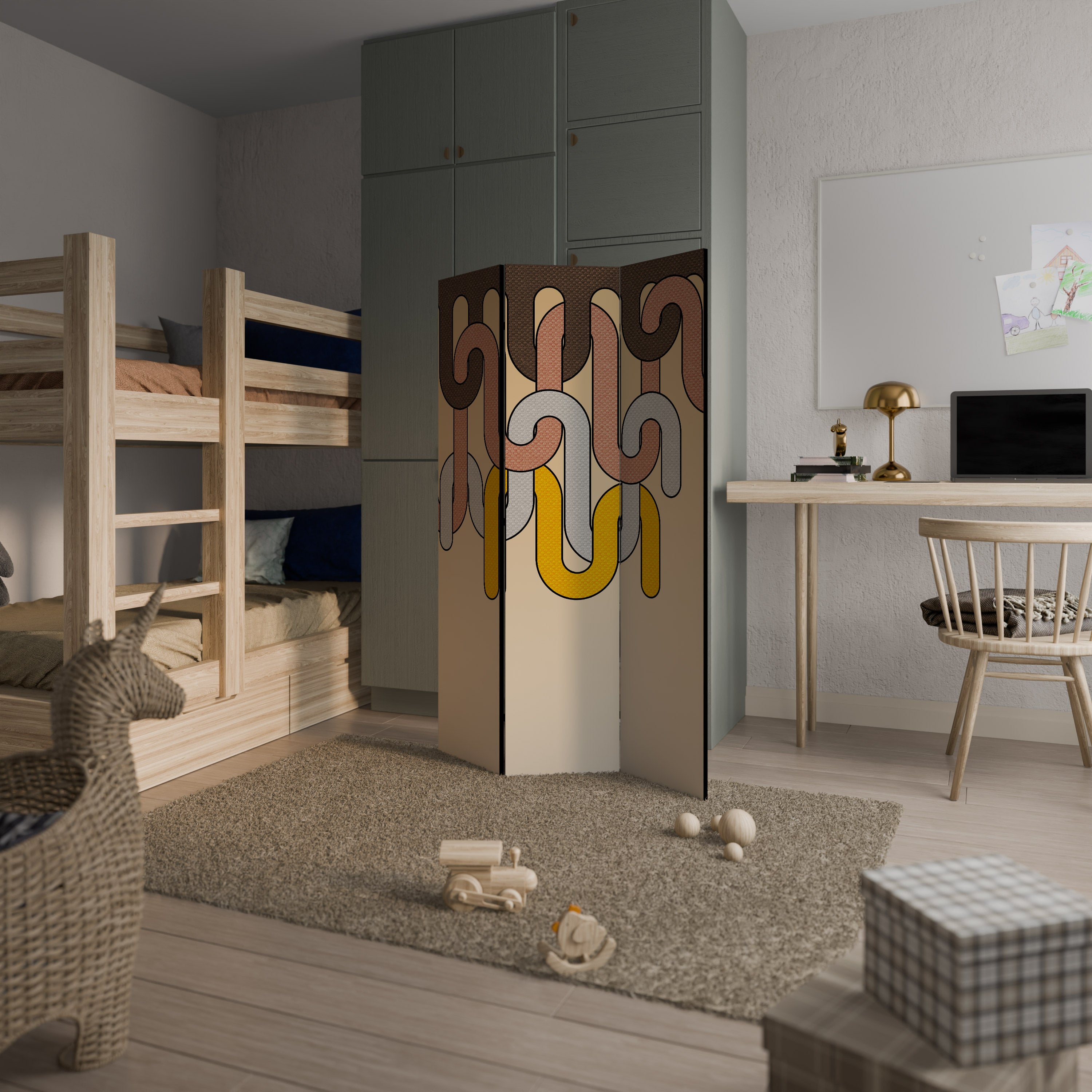 COLORFUL STRINGS 3-Panel Room Divider