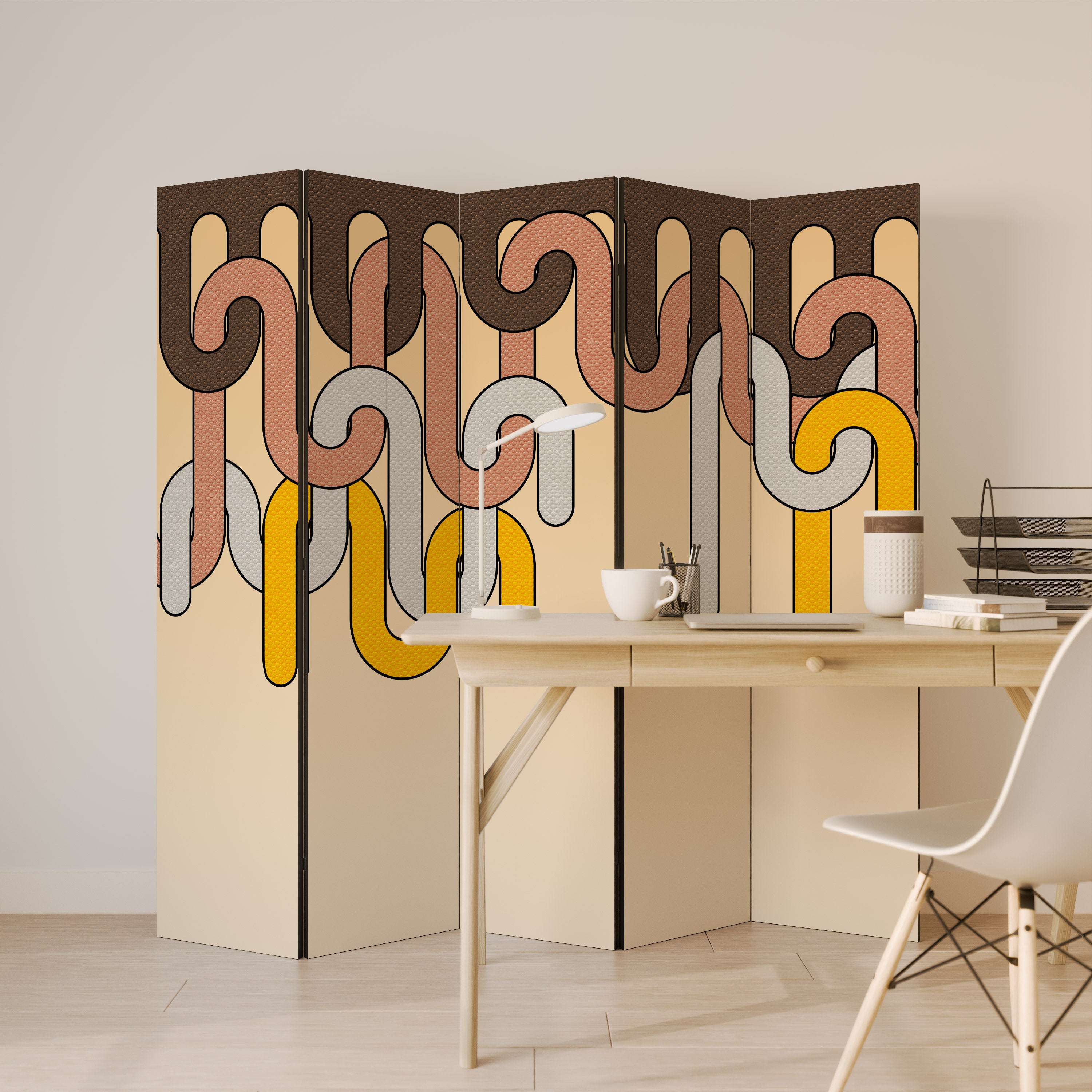 COLORFUL STRINGS 5-Panel Room Divider