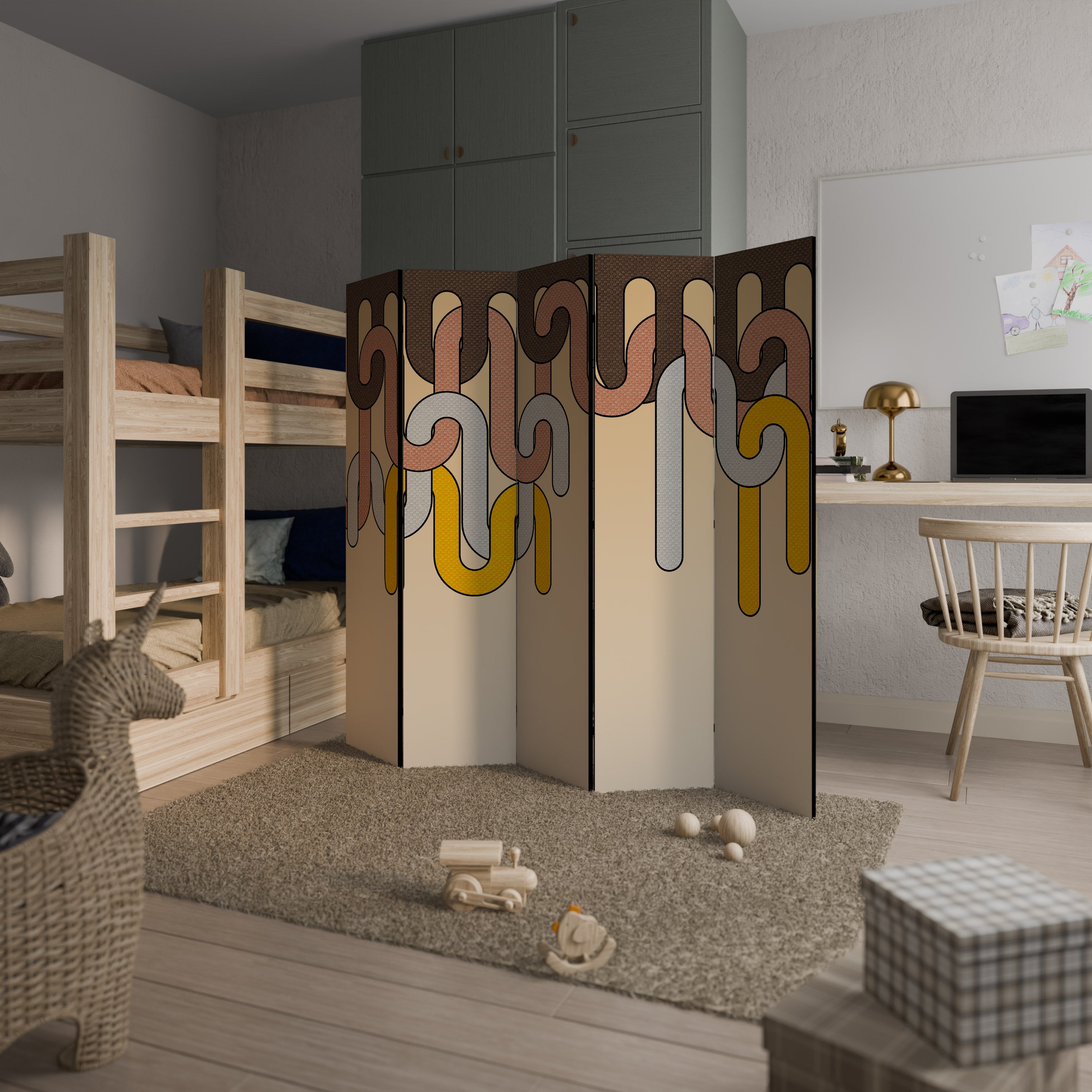 COLORFUL STRINGS 5-Panel Room Divider