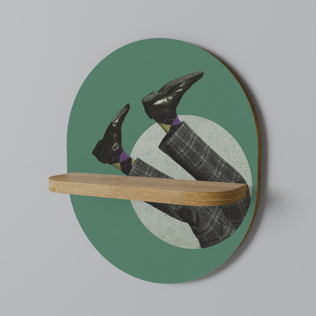 Estantería de arte ovalada FALL OF MAN con efecto roble