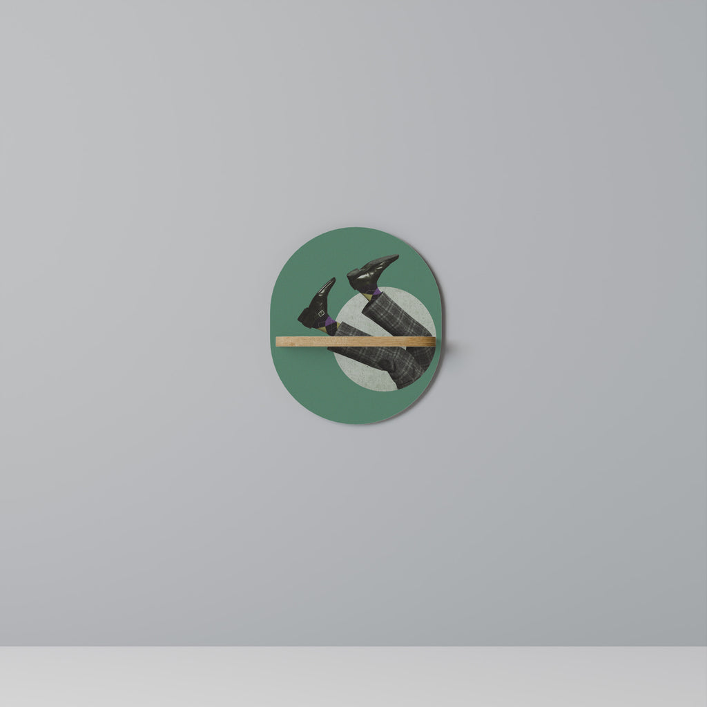 Estantería de arte ovalada FALL OF MAN con efecto roble