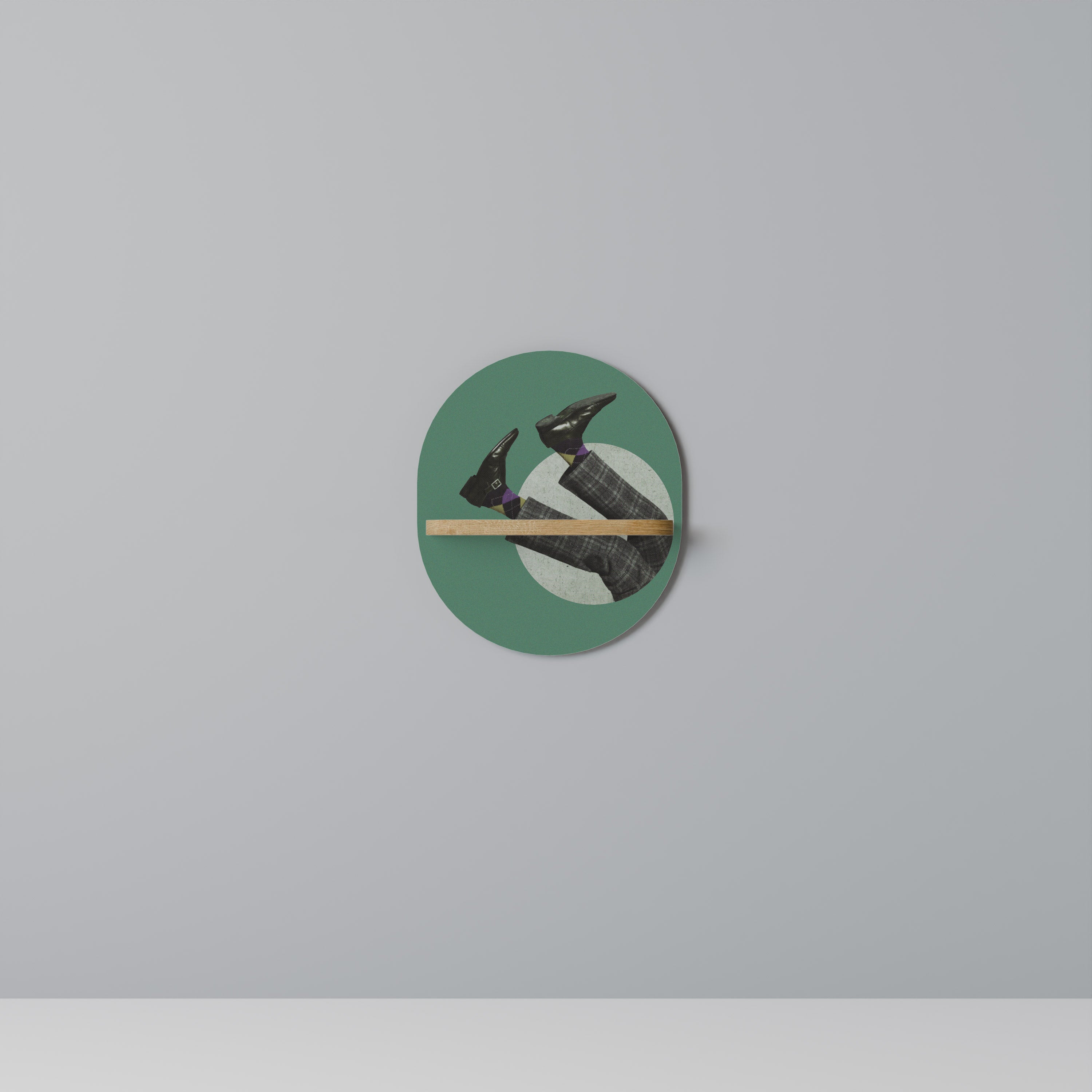 Estantería de arte ovalada FALL OF MAN con efecto roble