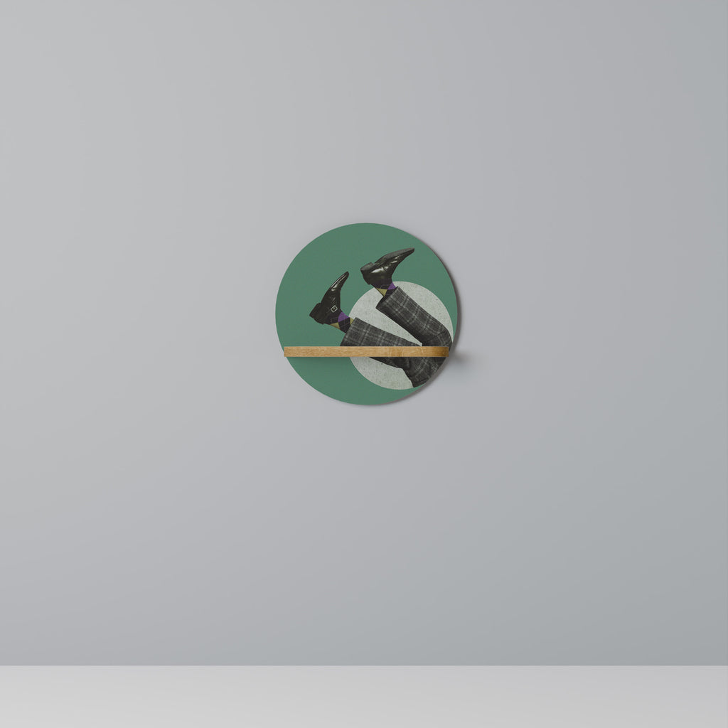 Estantería de arte redonda FALL OF MAN con efecto roble