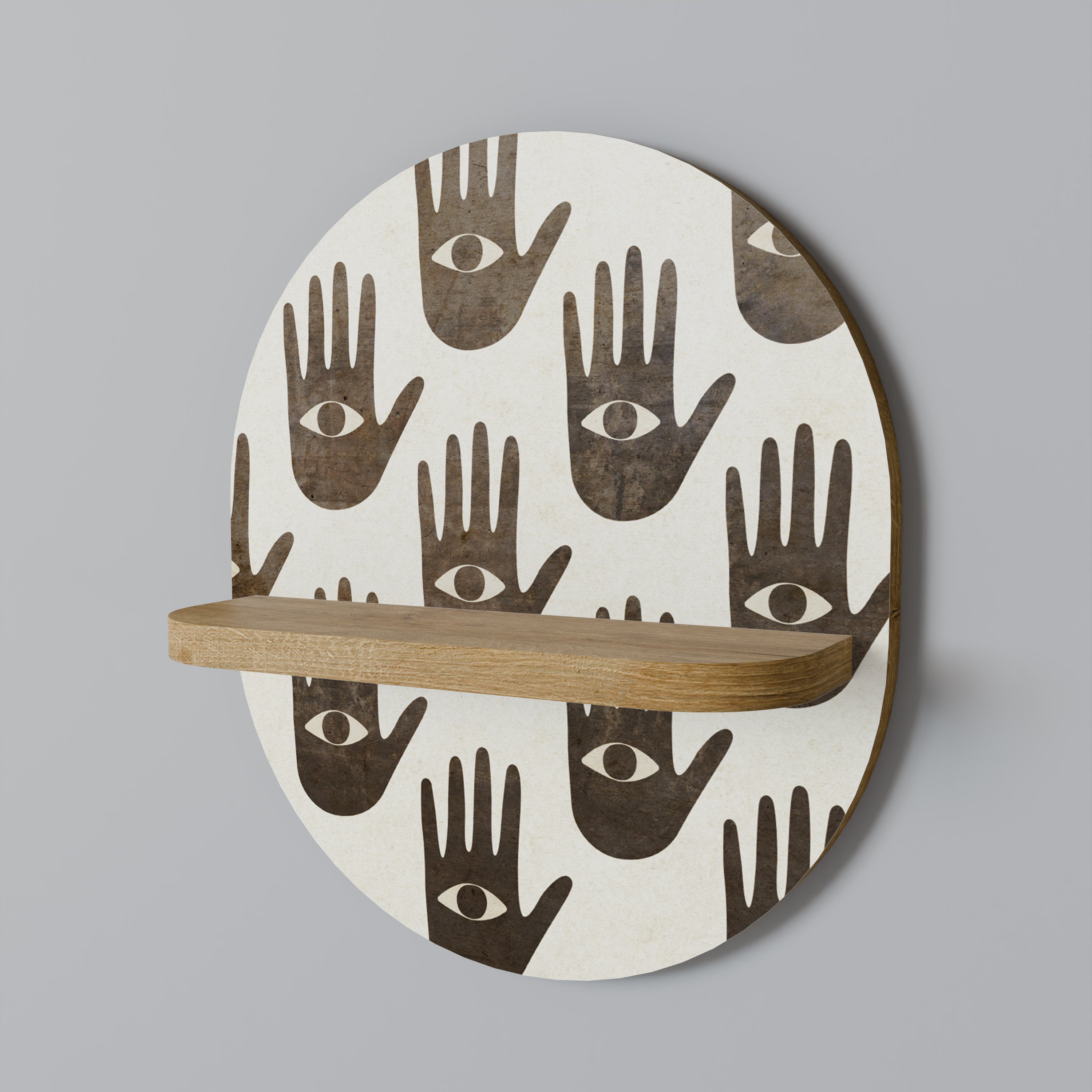 VER MÁS Estantería de arte ovalada efecto roble