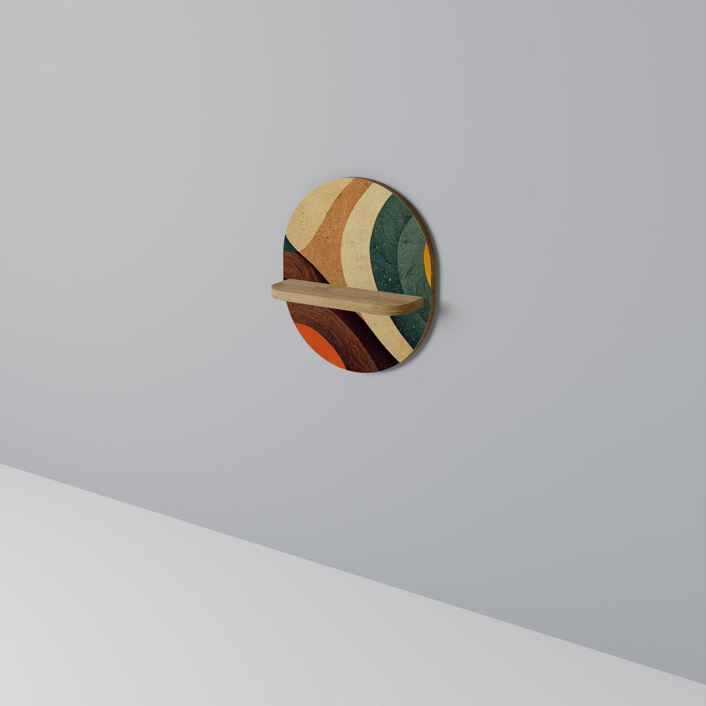 Estantería de arte ovalada COLORFUL STRANDS con efecto roble