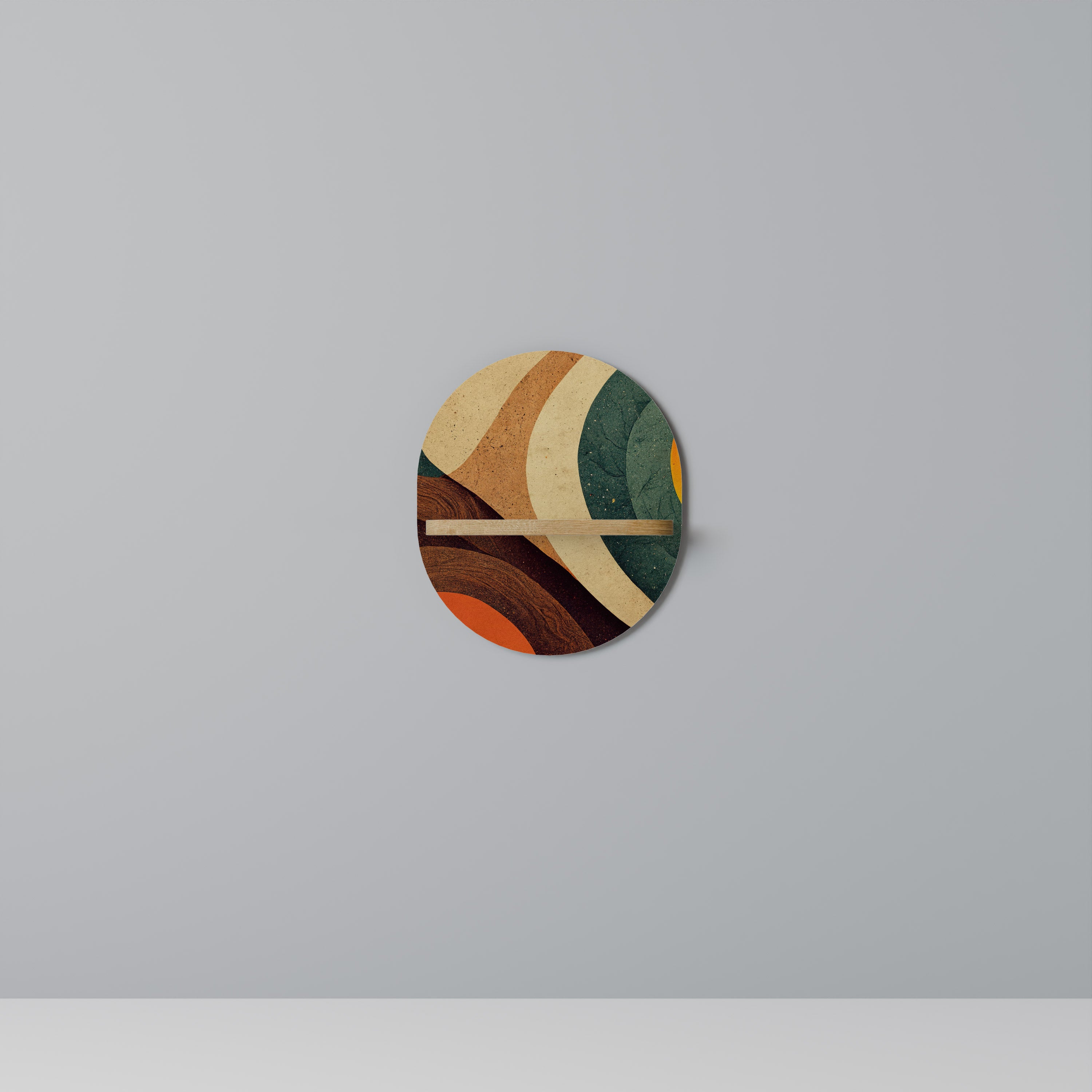 Estantería de arte ovalada COLORFUL STRANDS con efecto roble