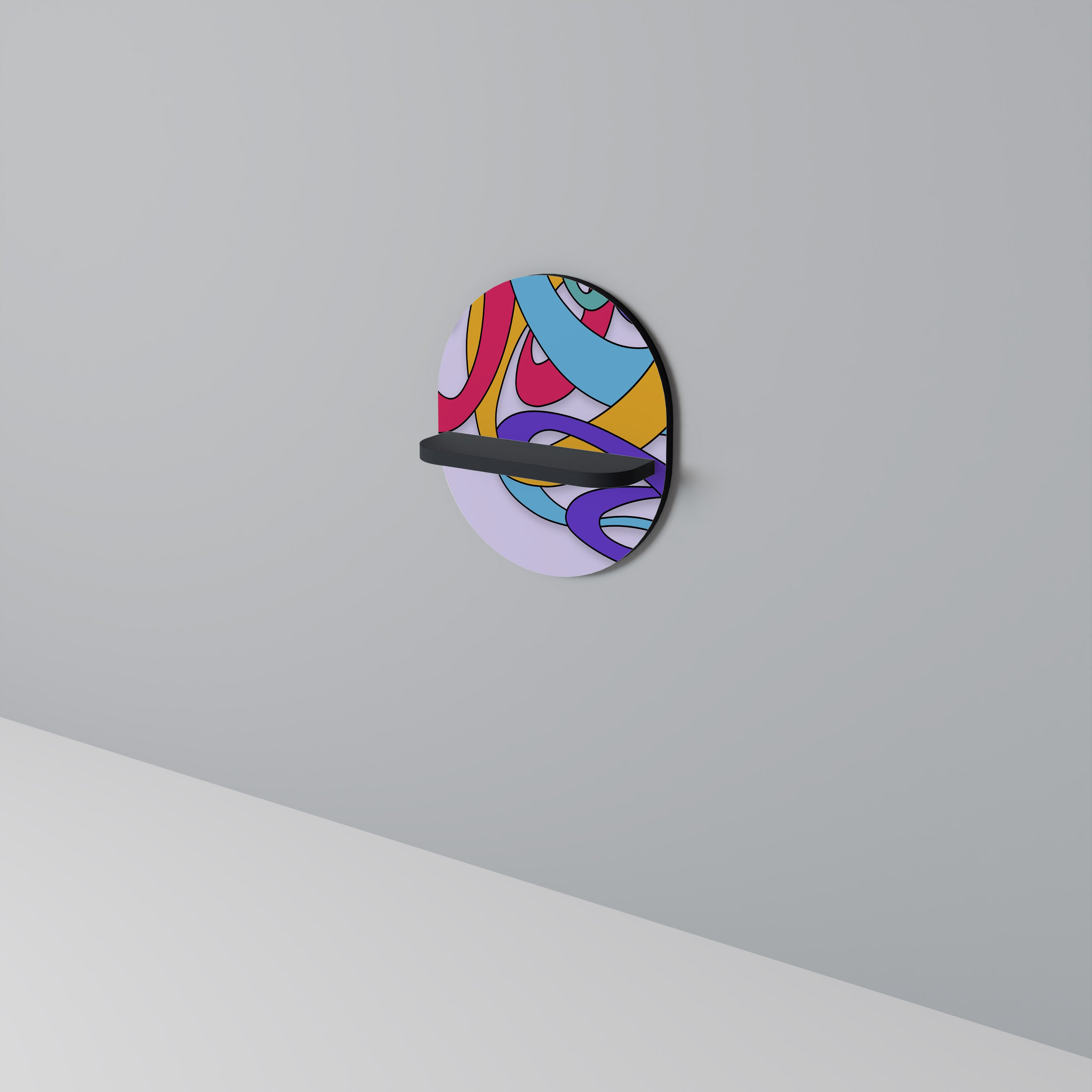 Estantería de arte ovalada COLOR STREAM con acabado negro