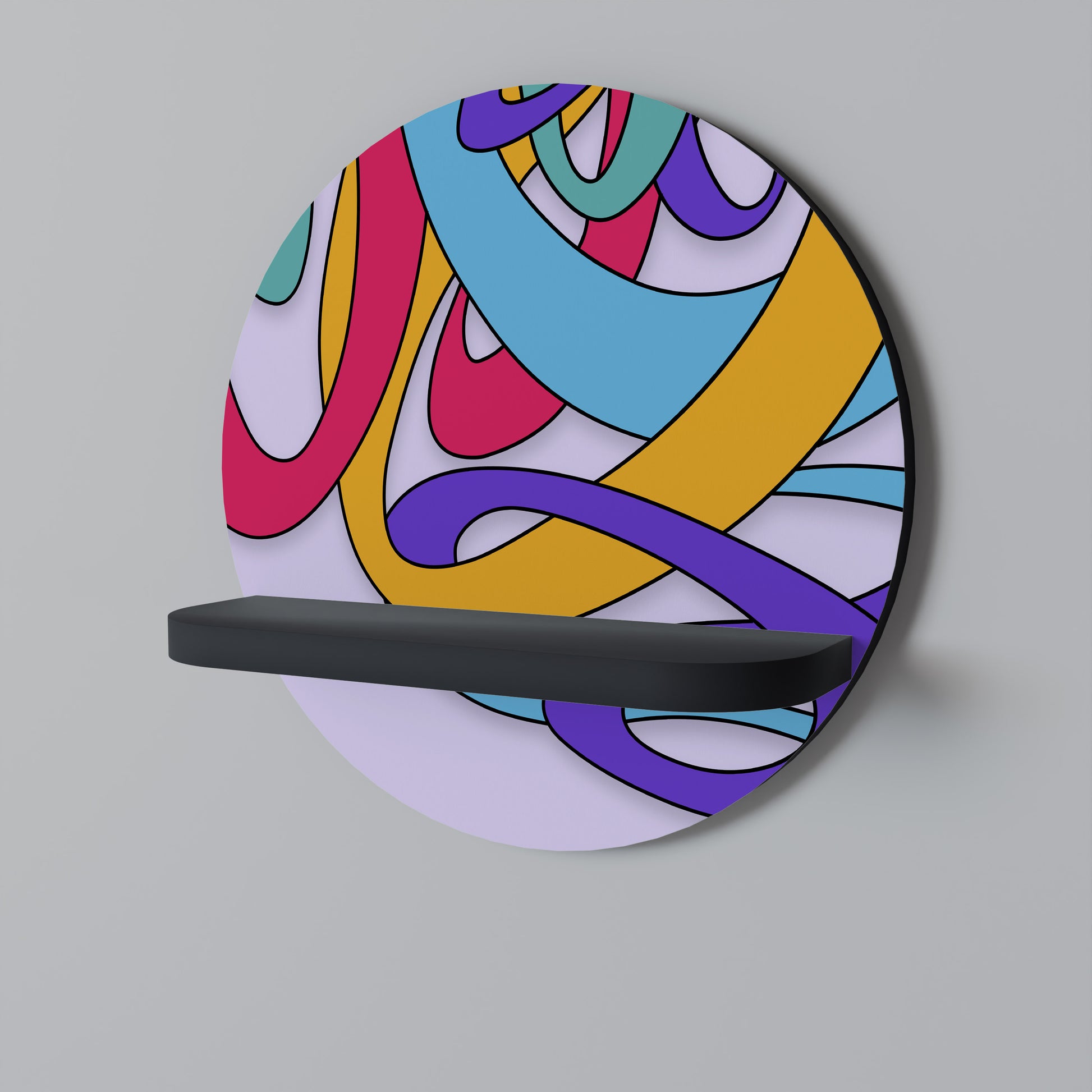Estantería de arte redonda COLOR STREAM con acabado negro