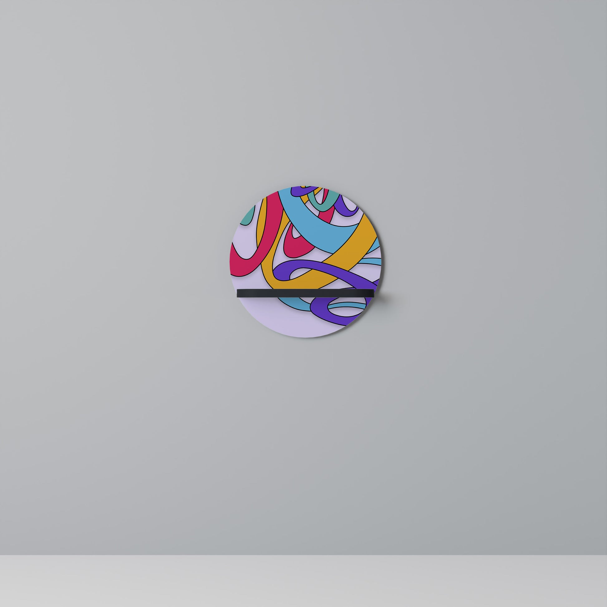 Estantería de arte redonda COLOR STREAM con acabado negro