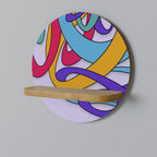 COLOR STREAM Round Art Shelf In Oak Effect