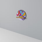 COLOR STREAM Round Art Shelf In Oak Effect