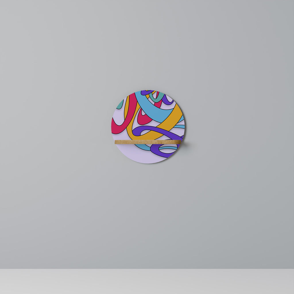 Estantería de arte redonda COLOR STREAM con efecto roble