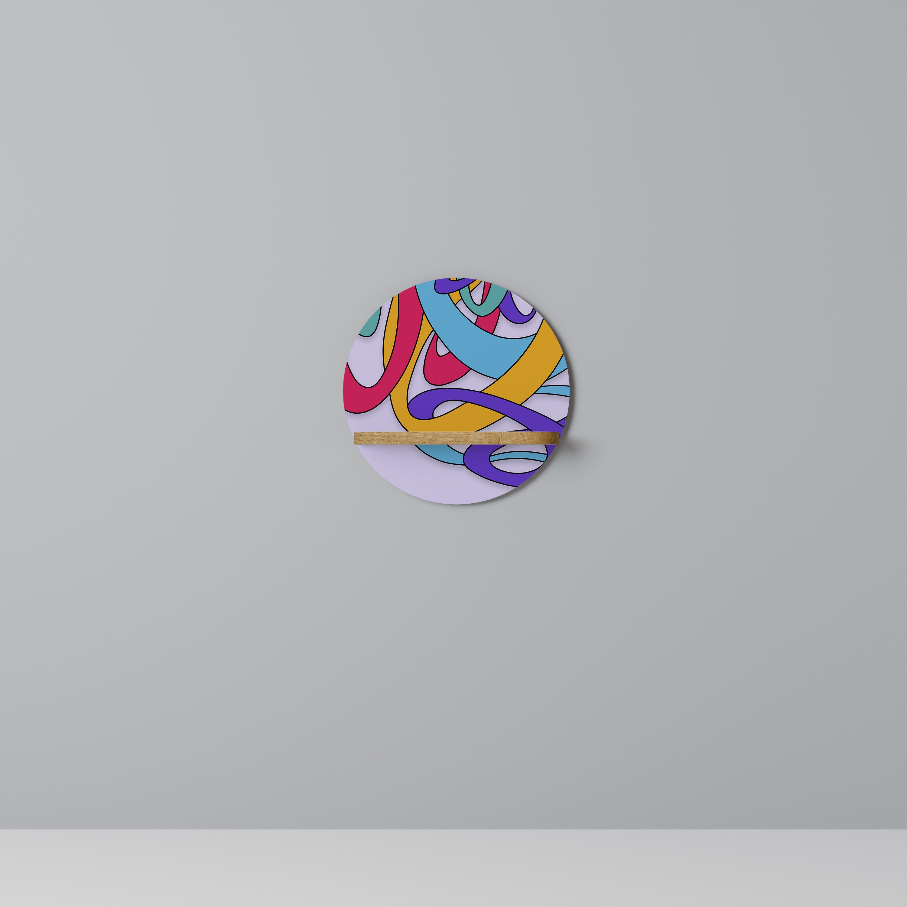 Estantería de arte redonda COLOR STREAM con efecto roble