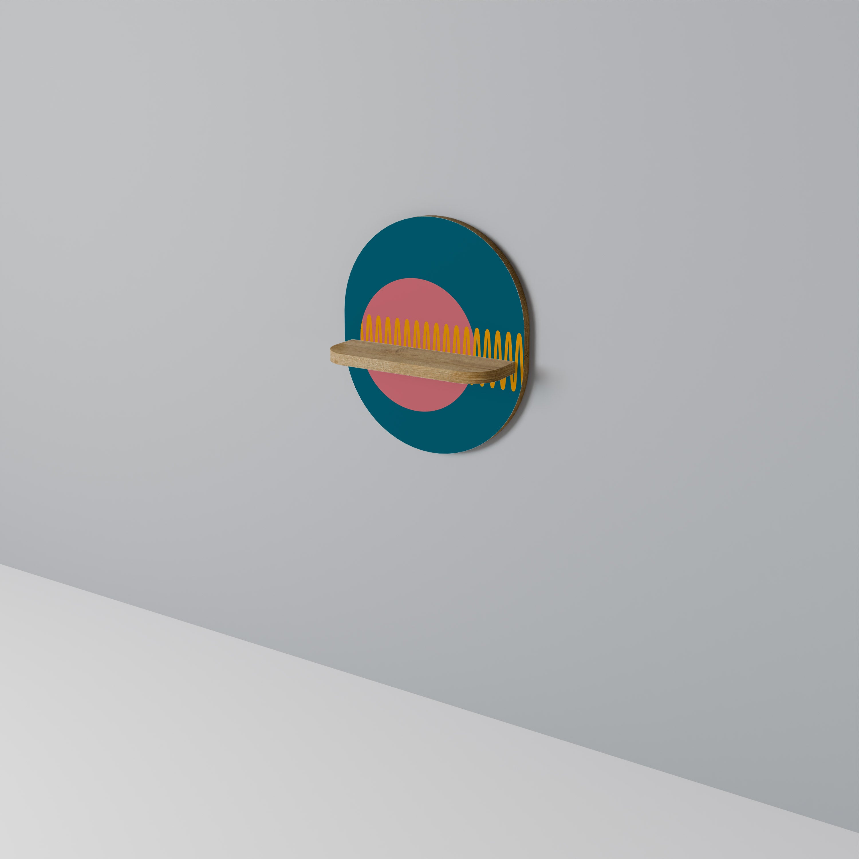 FUENTE DE SONIDO Estantería de arte ovalada con efecto roble