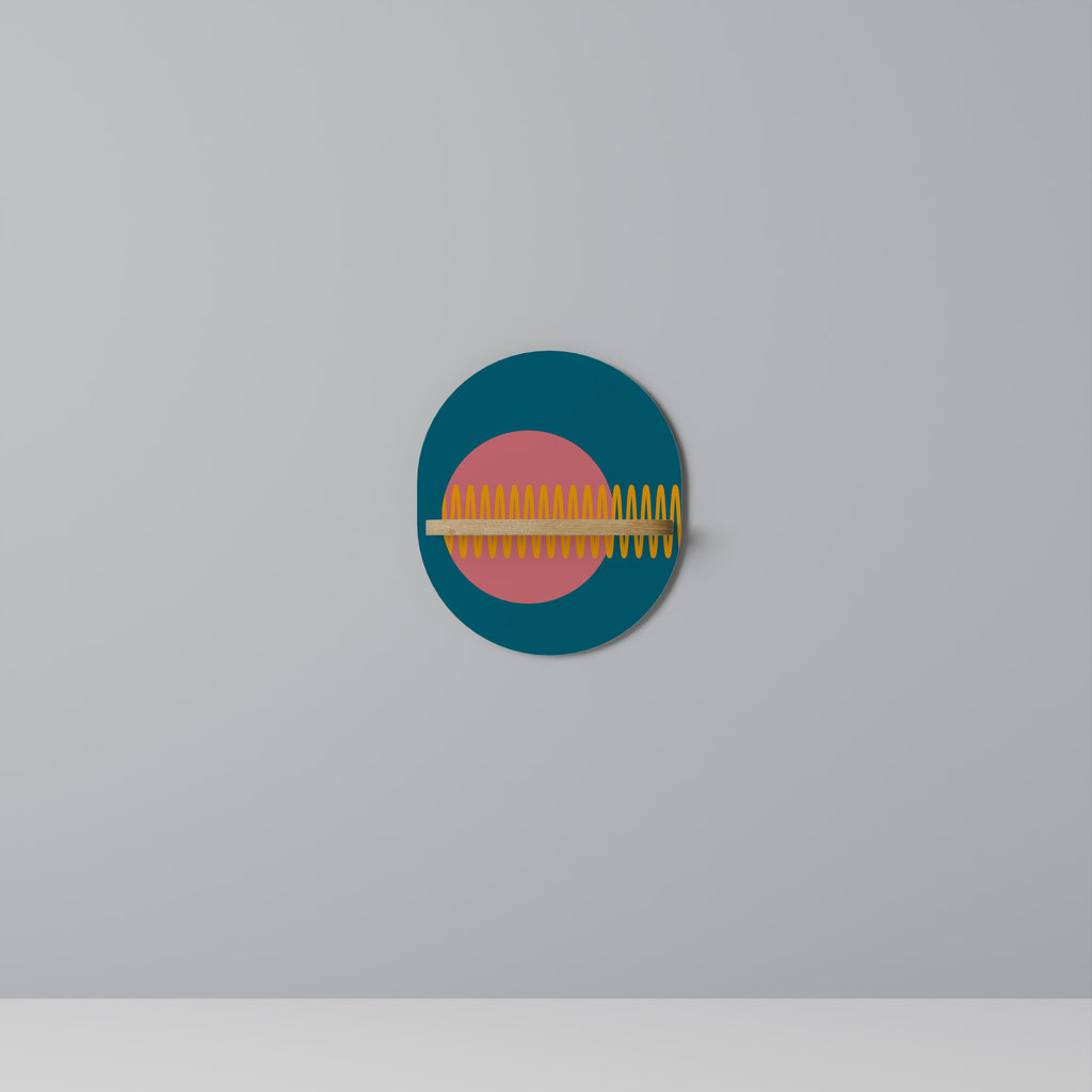 FUENTE DE SONIDO Estantería de arte ovalada con efecto roble