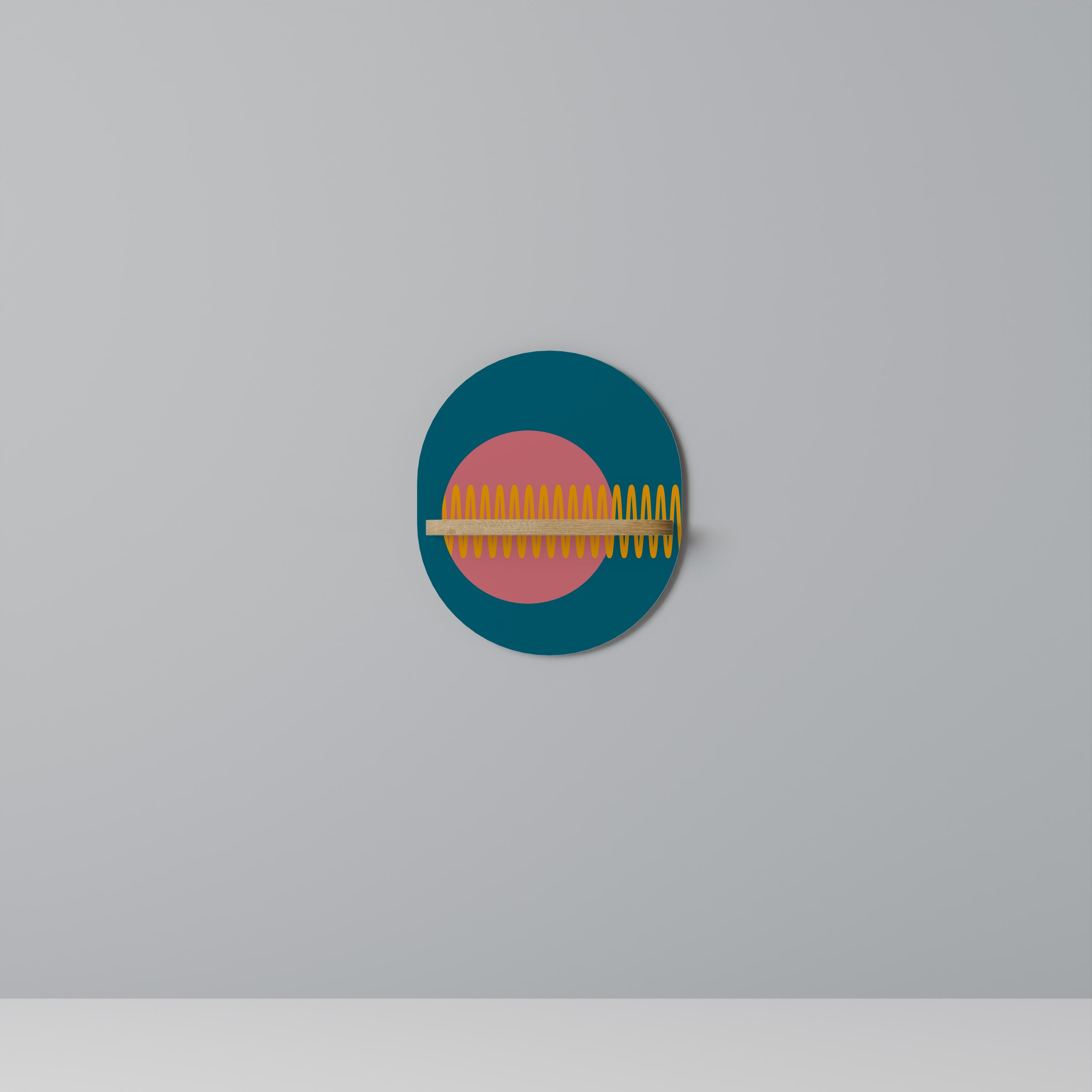 FUENTE DE SONIDO Estantería de arte ovalada con efecto roble