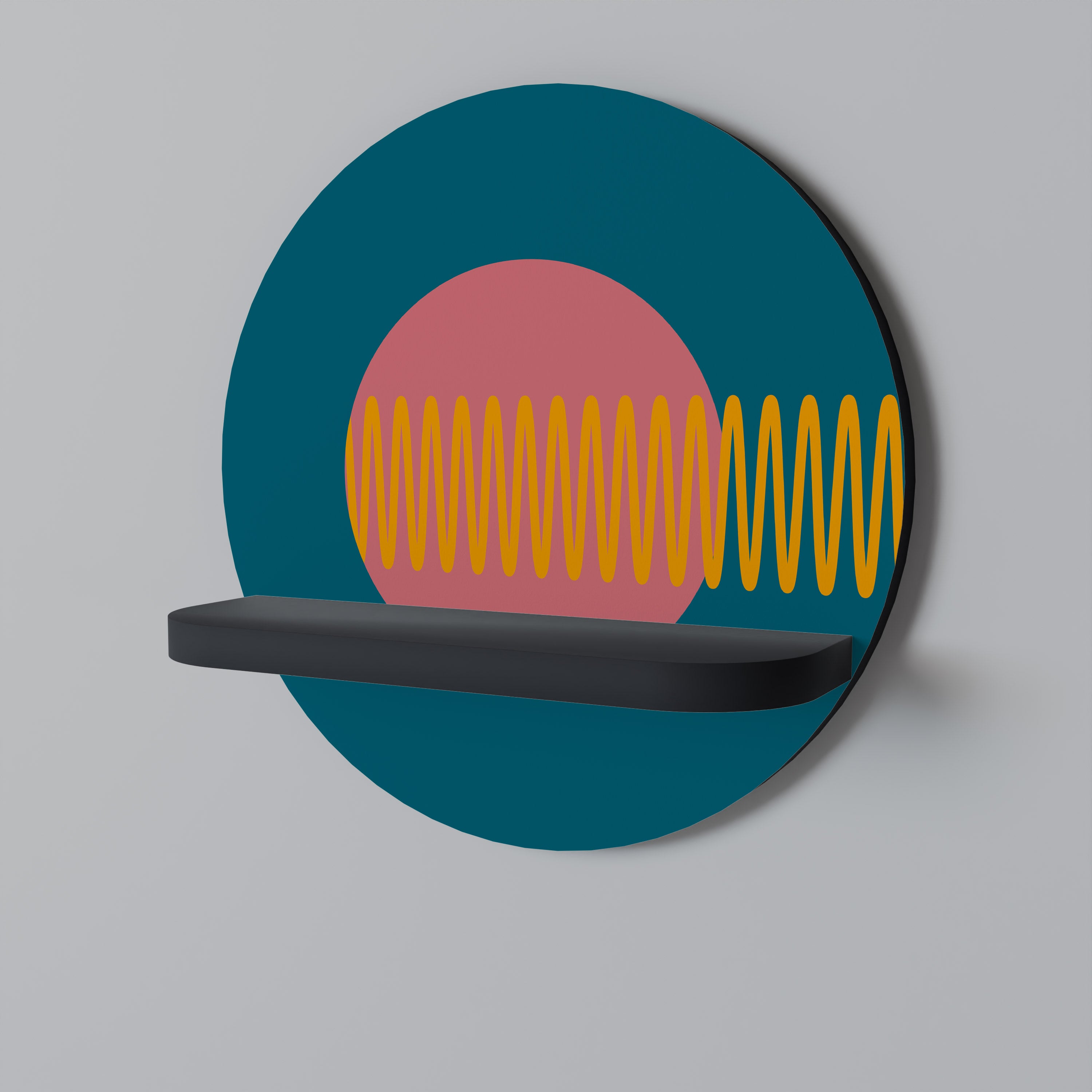 FUENTE DE SONIDO Estantería de arte redonda con acabado negro