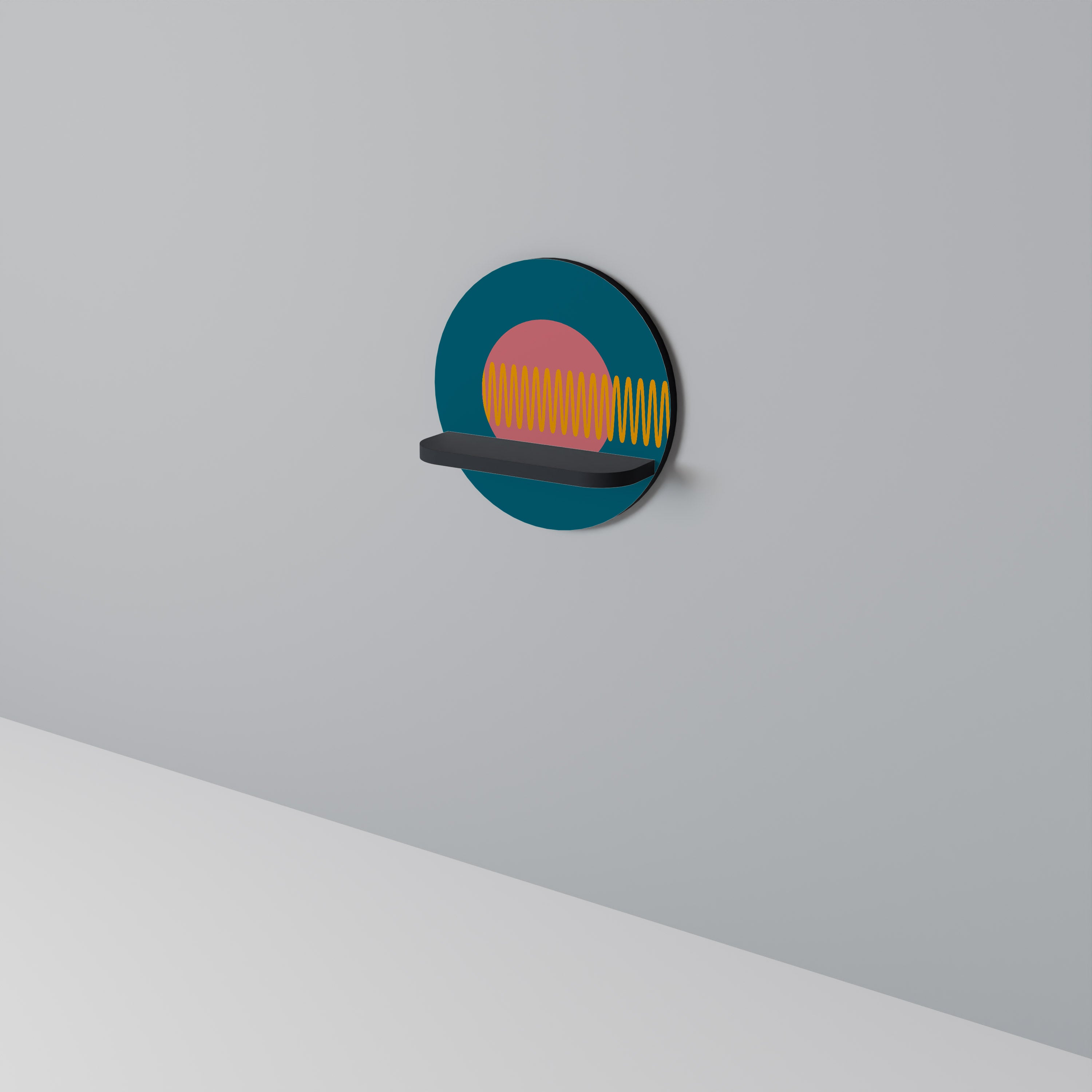 FUENTE DE SONIDO Estantería de arte redonda con acabado negro