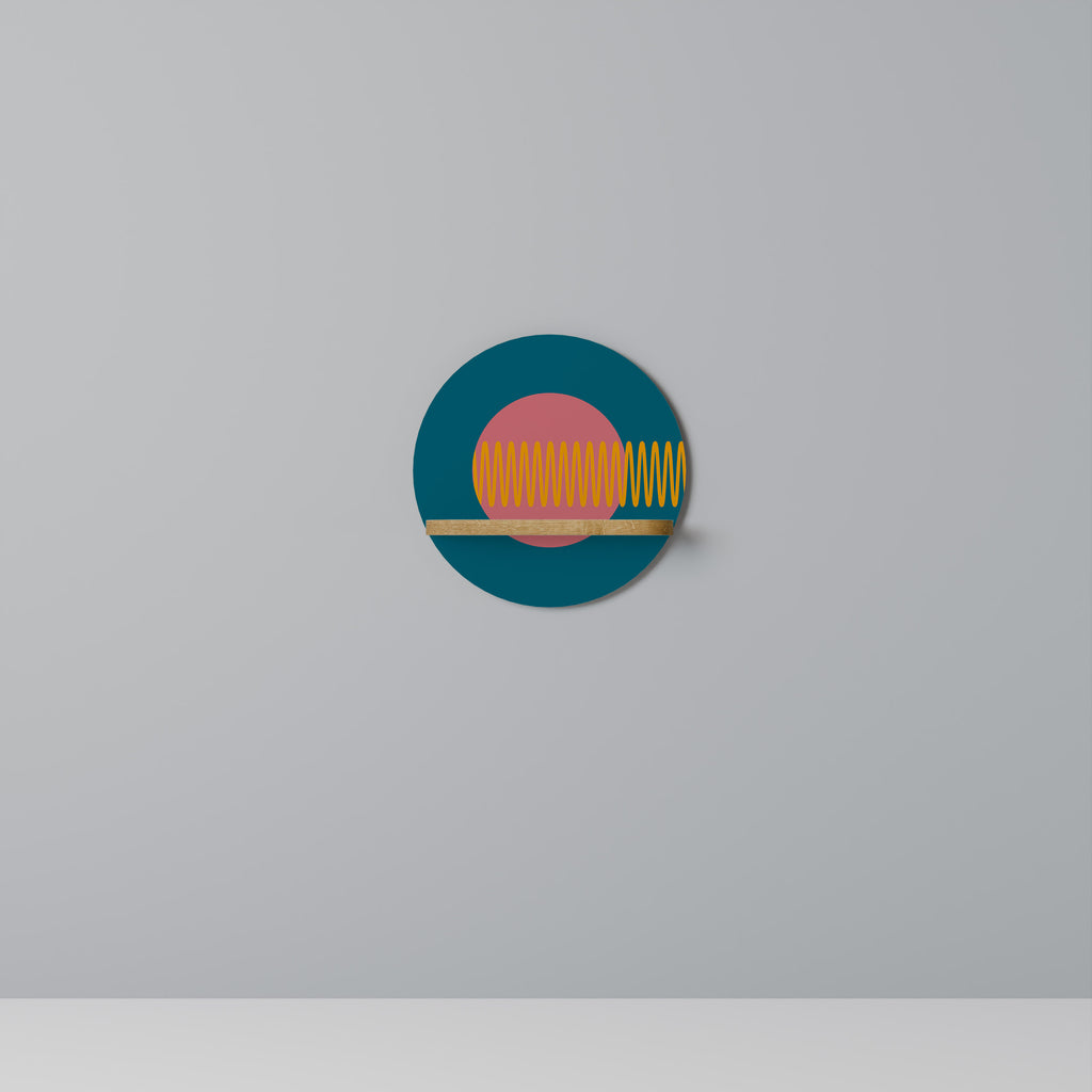 FUENTE DE SONIDO Estantería de arte redonda con efecto roble