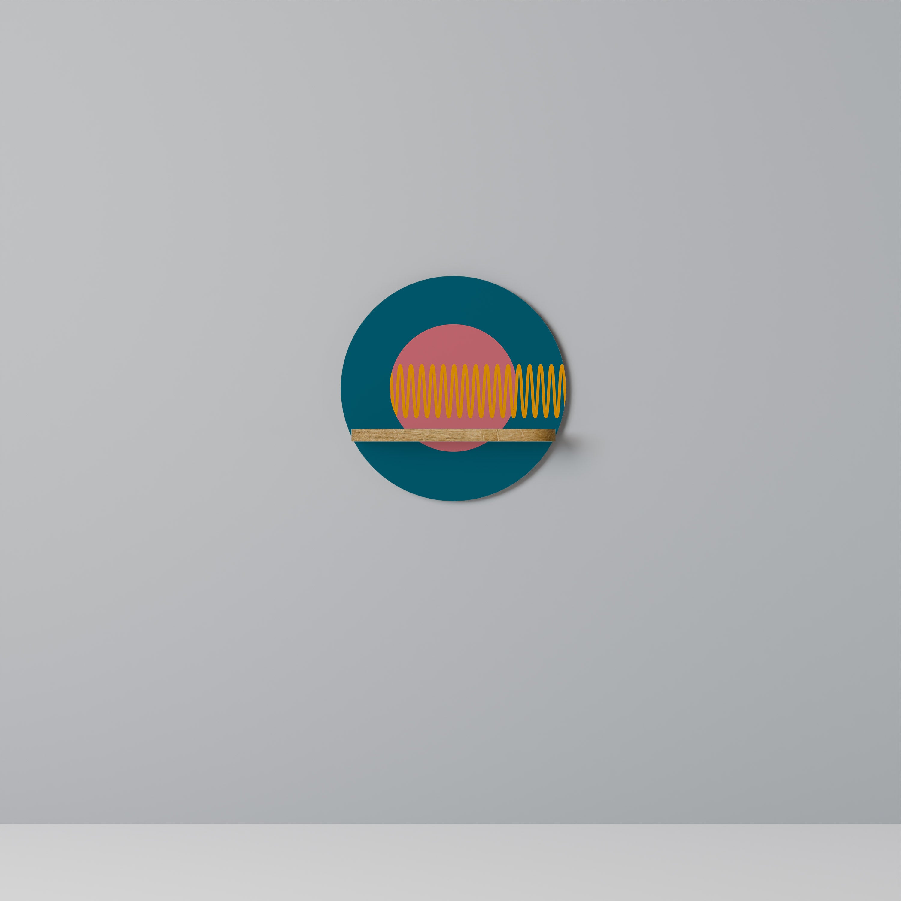 FUENTE DE SONIDO Estantería de arte redonda con efecto roble