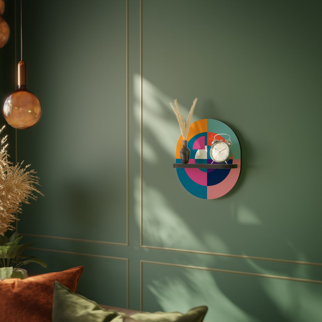 CREANDO JUNTOS Estantería de arte ovalada con acabado negro