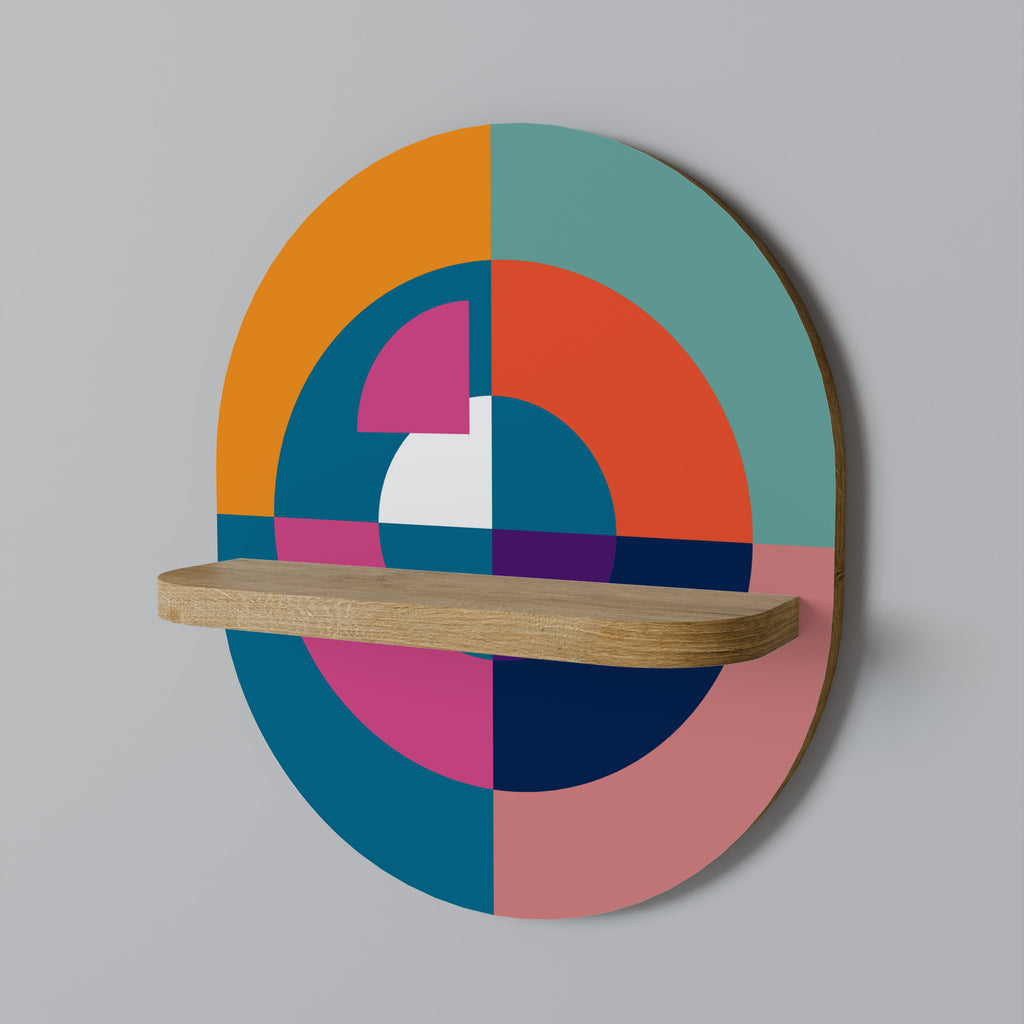 CREANDO JUNTOS Estantería de arte ovalada con efecto roble