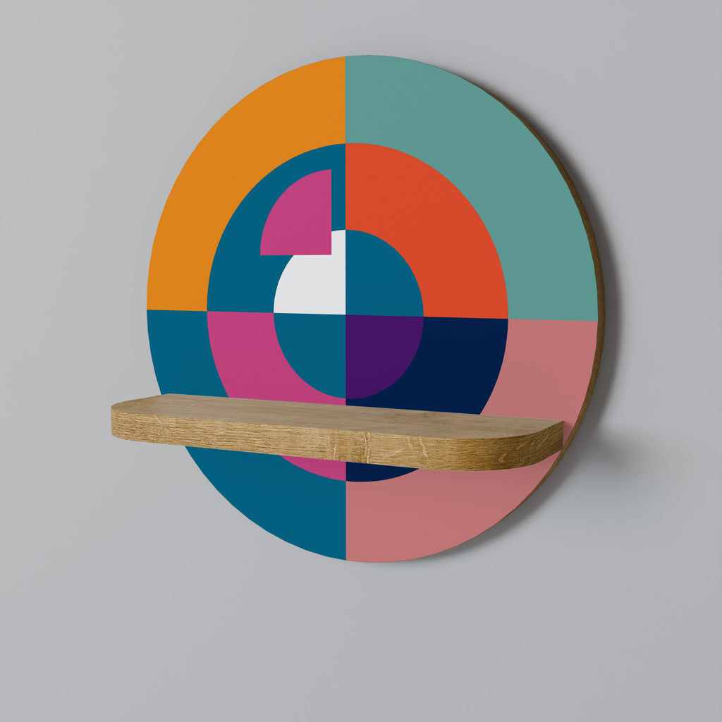 CREANDO JUNTOS Estantería de arte redonda con efecto roble