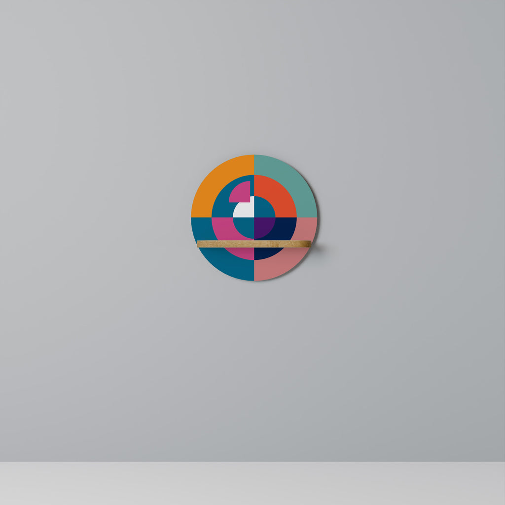 CREANDO JUNTOS Estantería de arte redonda con efecto roble