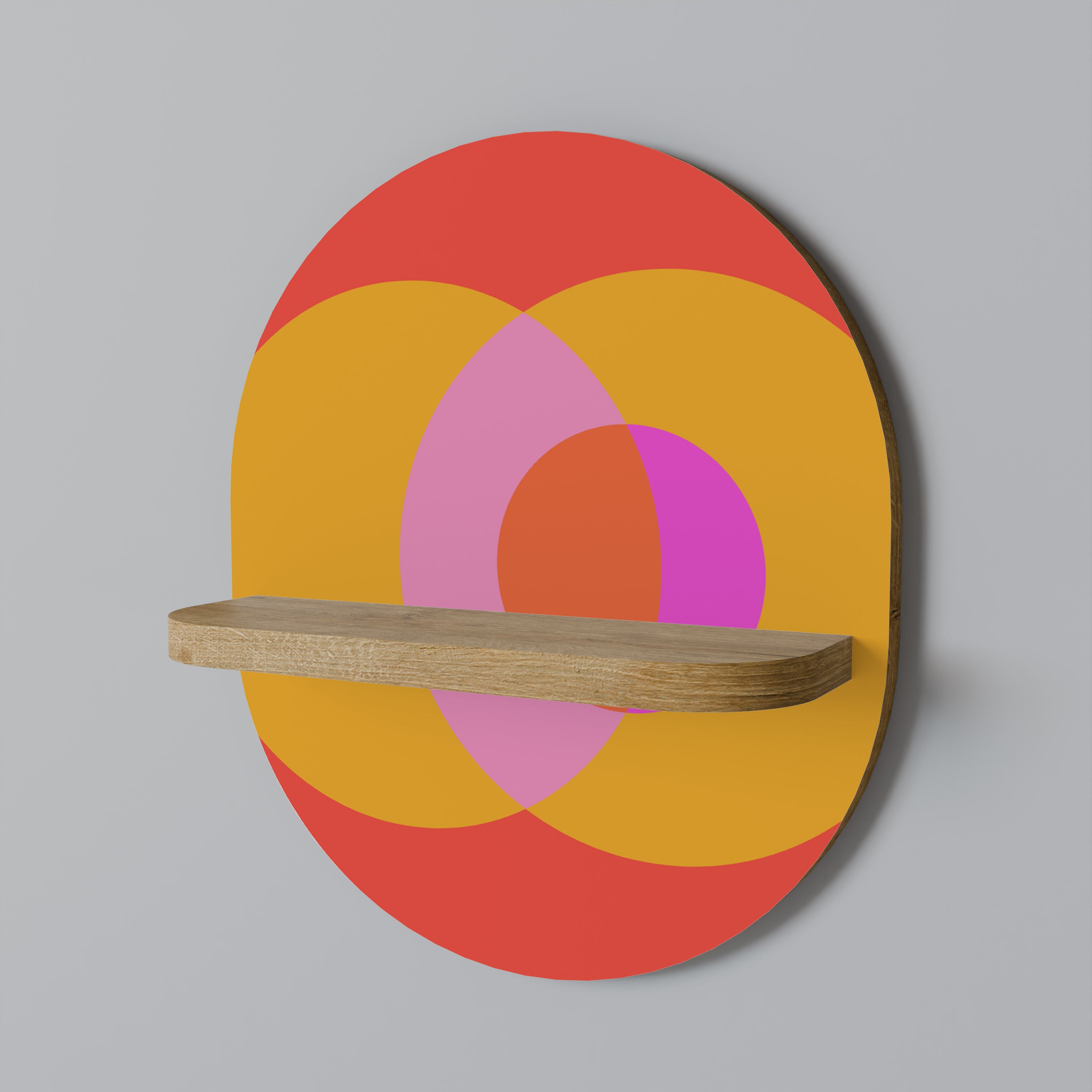 SOUL BROTHERHOOD Estantería de arte ovalada con efecto roble