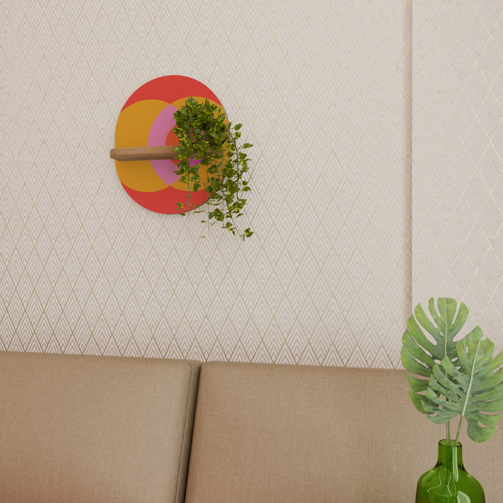 SOUL BROTHERHOOD Estantería de arte ovalada con efecto roble