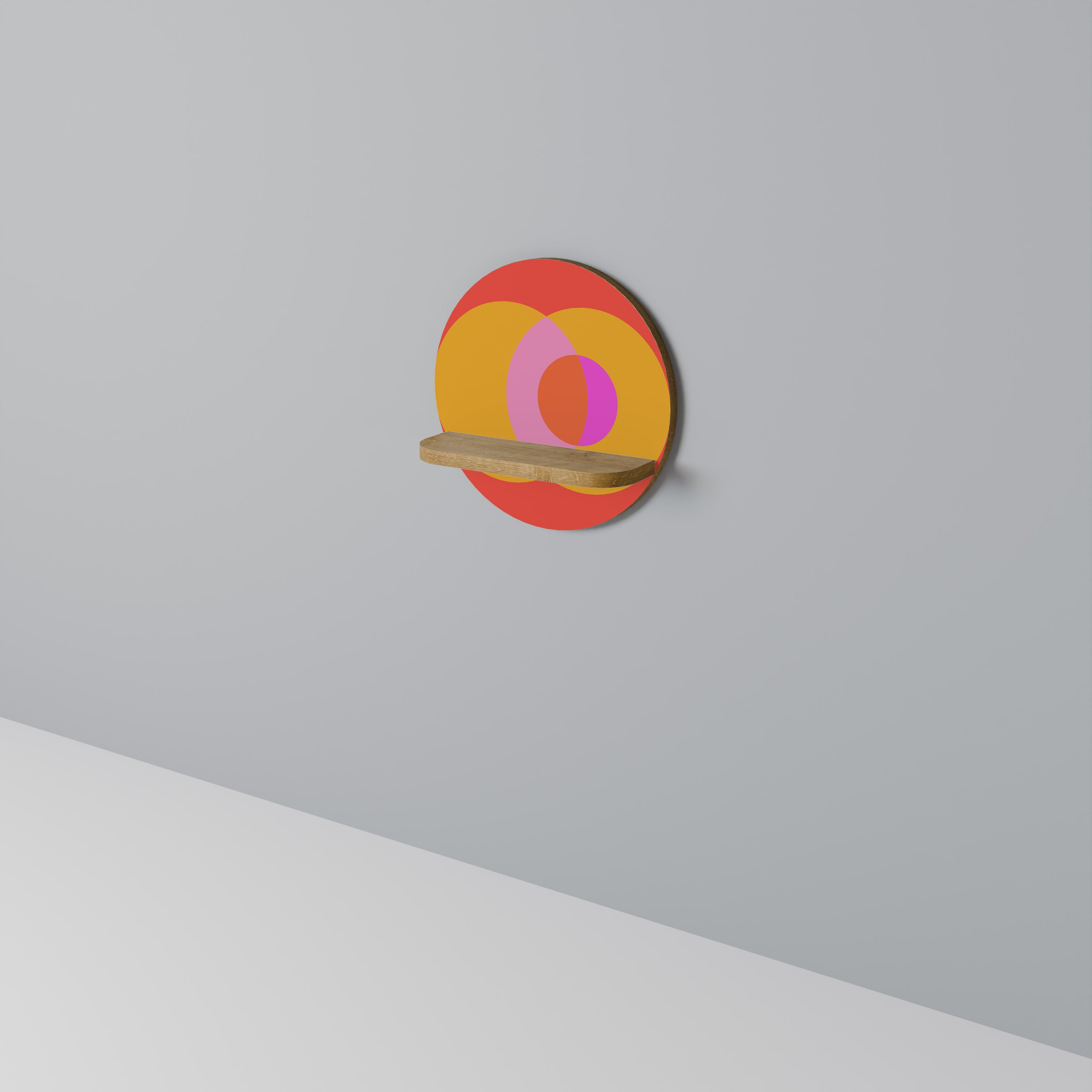 SOUL BROTHERHOOD Estantería de arte redonda con efecto roble