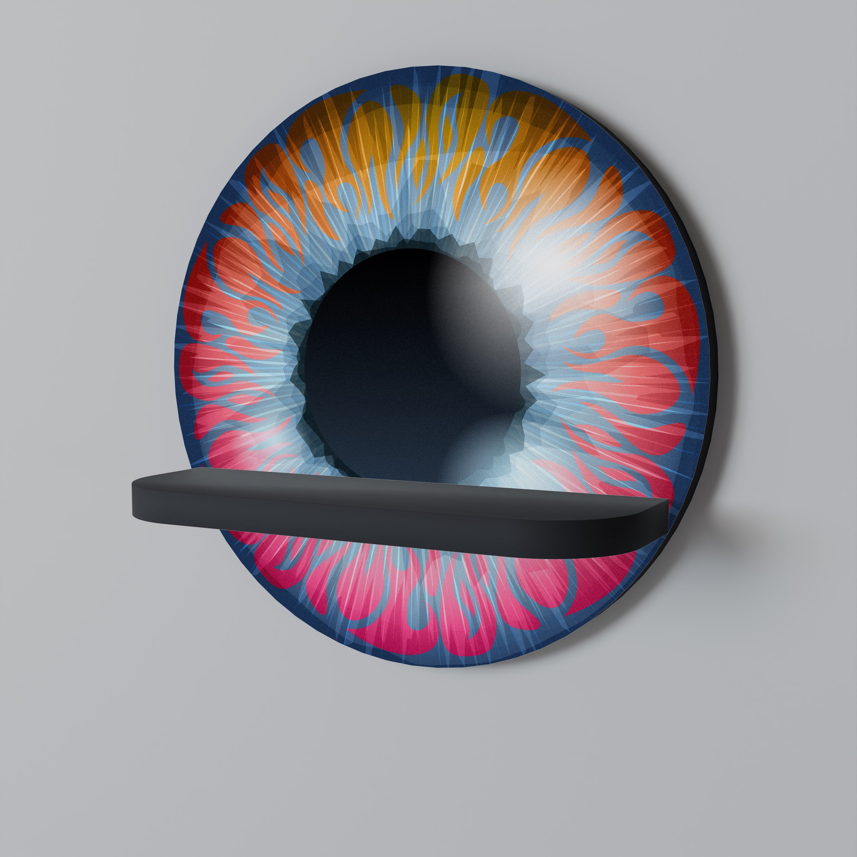 Estantería de arte redonda FANTASY EYE con acabado negro