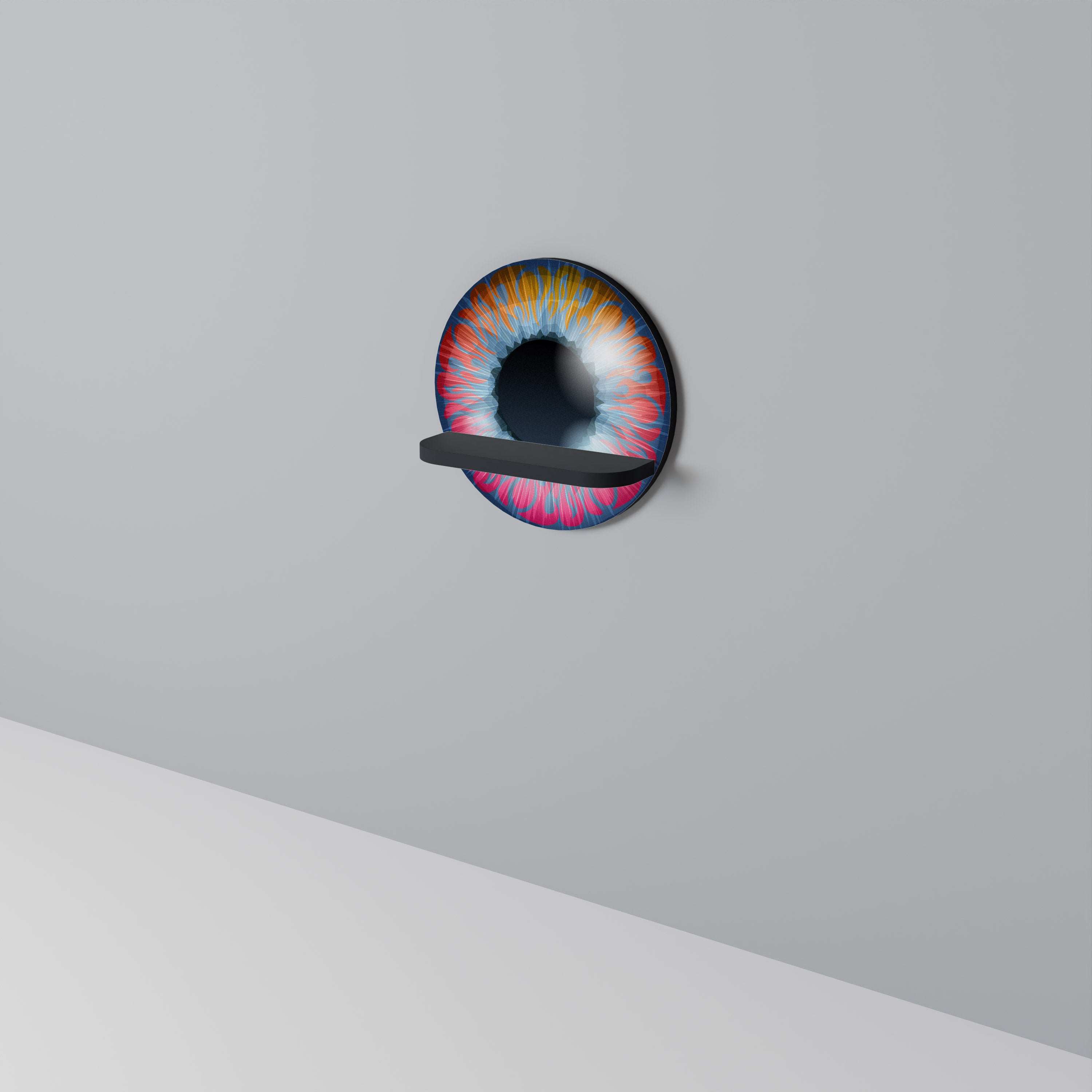 Estantería de arte redonda FANTASY EYE con acabado negro