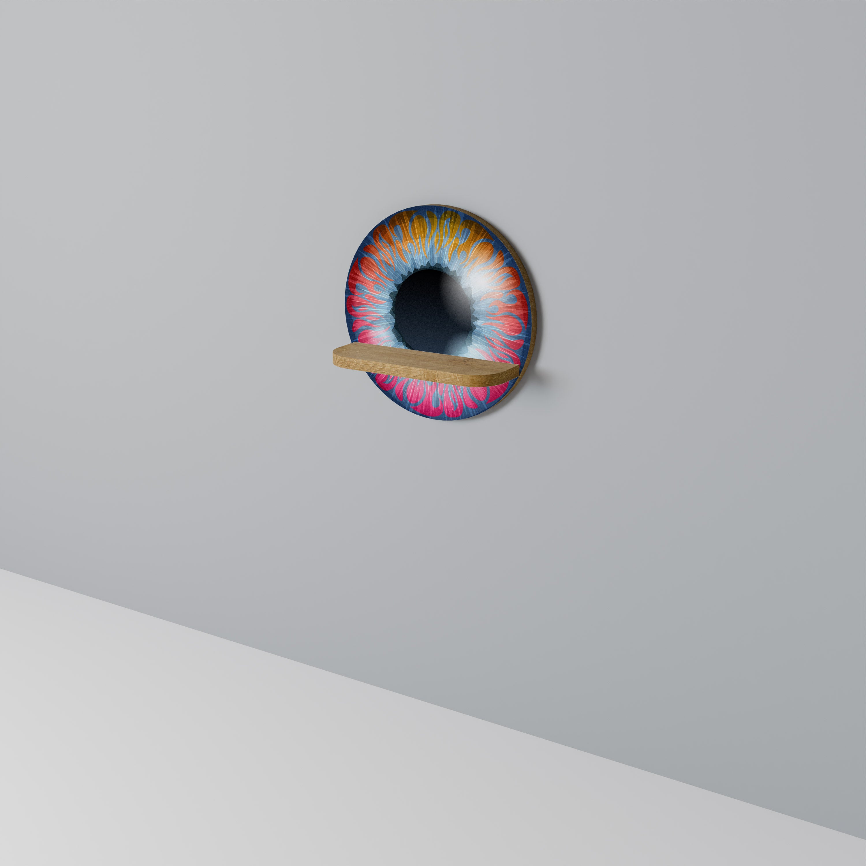 Estantería artística redonda FANTASY EYE con efecto roble