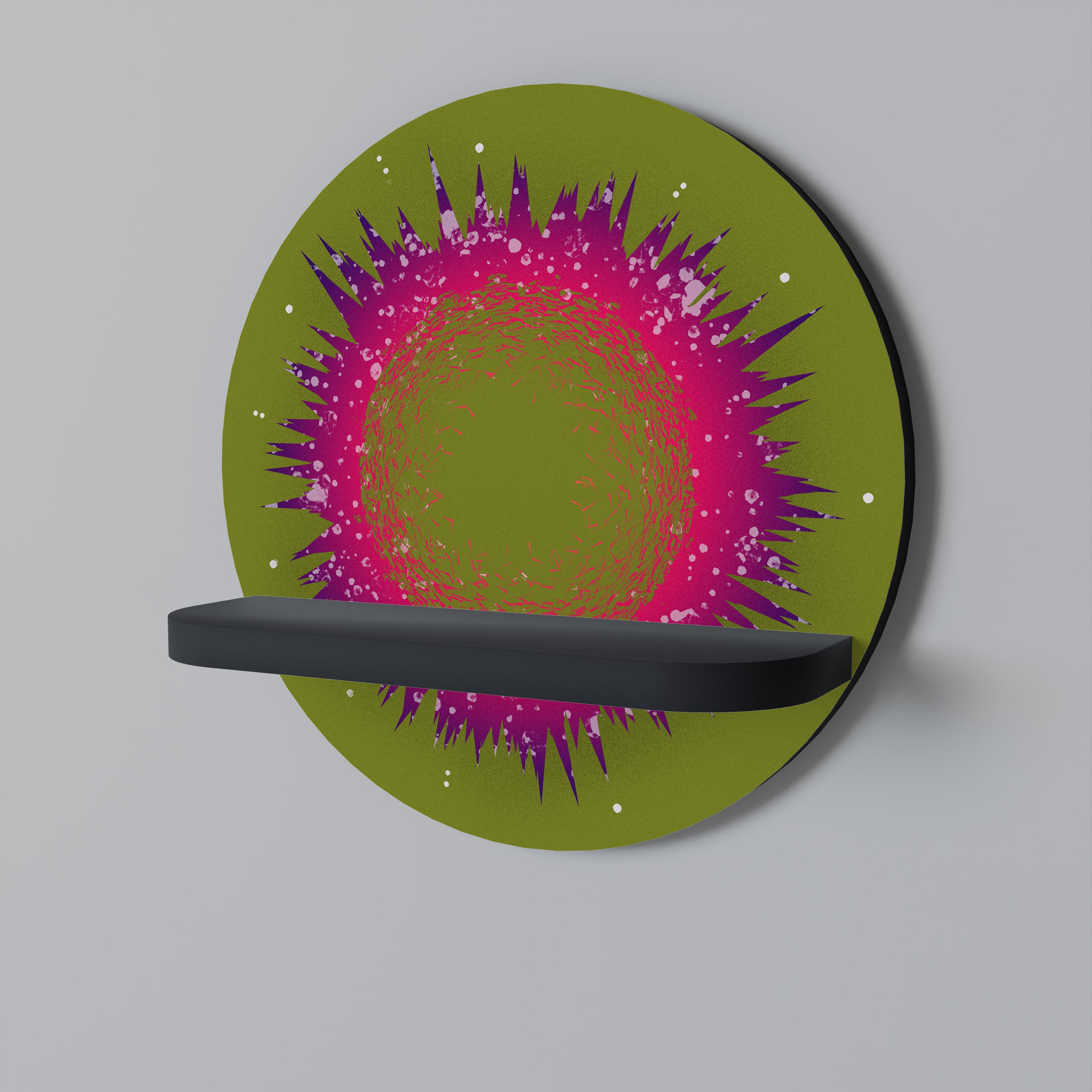 Estantería de arte redonda EXPLOSION ESSENCE con acabado negro