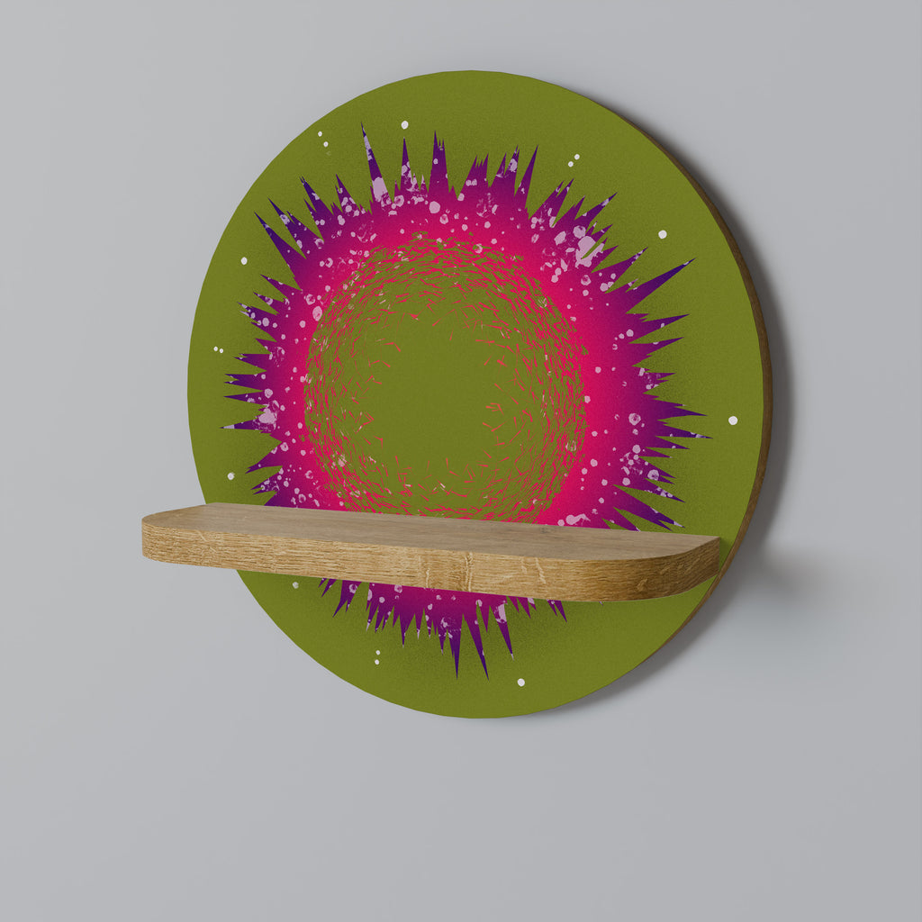 Estantería de arte redonda EXPLOSION ESSENCE con efecto roble