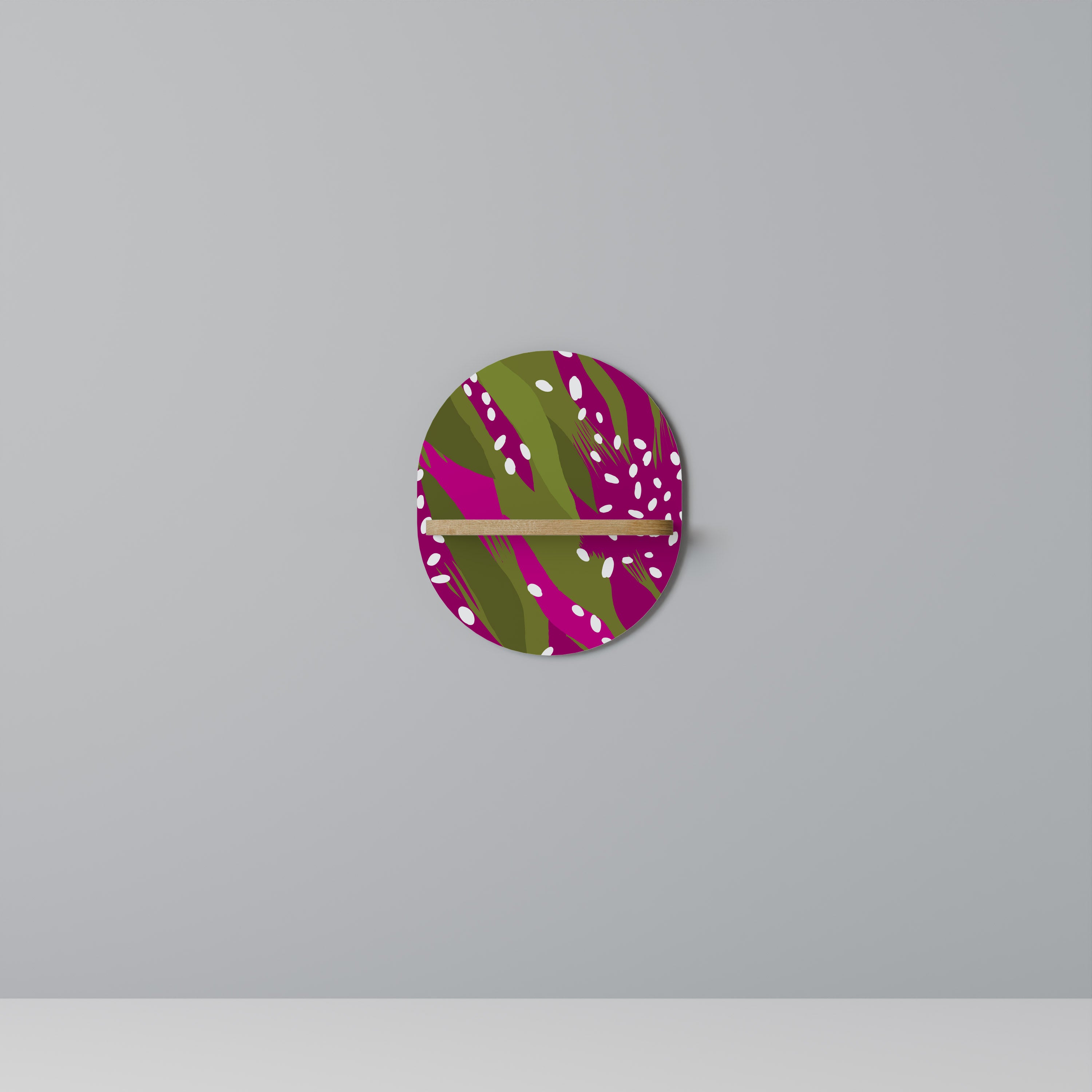 Estantería de arte ovalada ENCHANTED TIGER con efecto roble