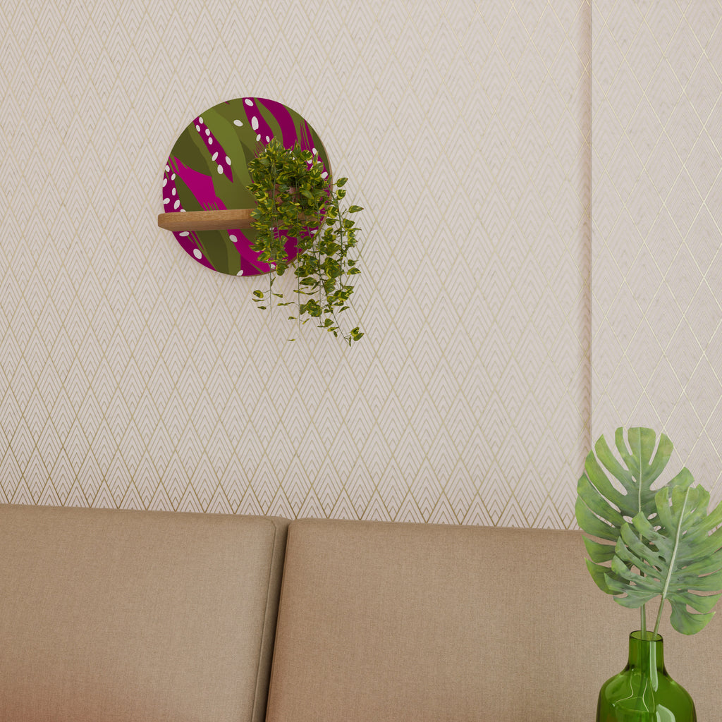 Estantería artística redonda ENCHANTED TIGER con efecto roble