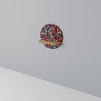 BROKEN LINES Round Art Shelf In Oak Effect