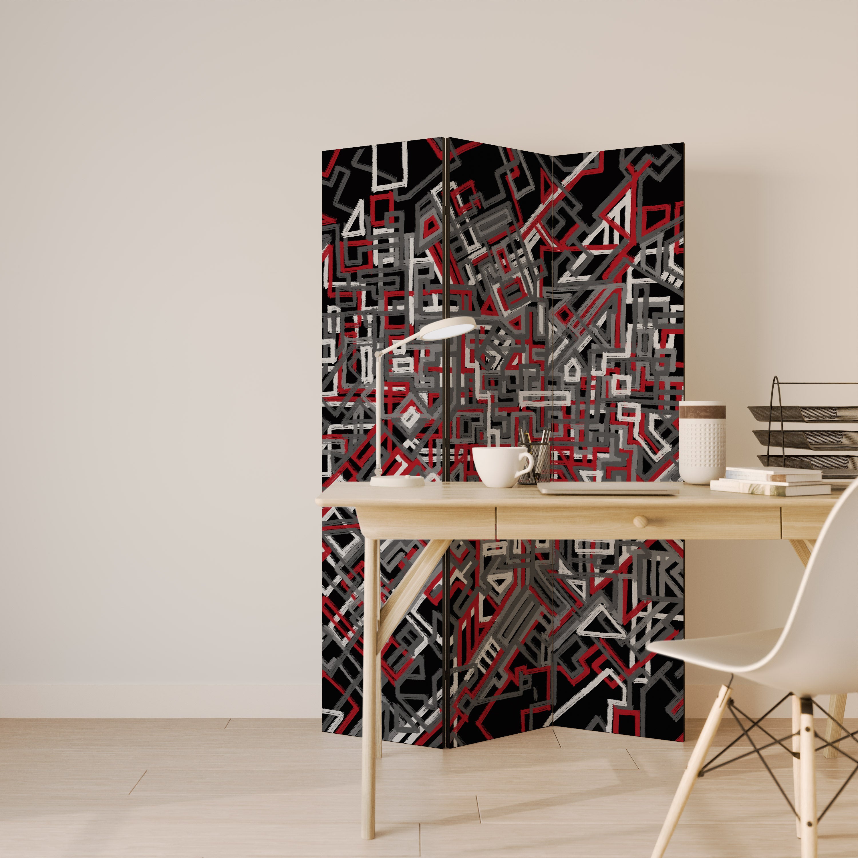 Biombo decorativo de 3 paneles BROKEN LINES