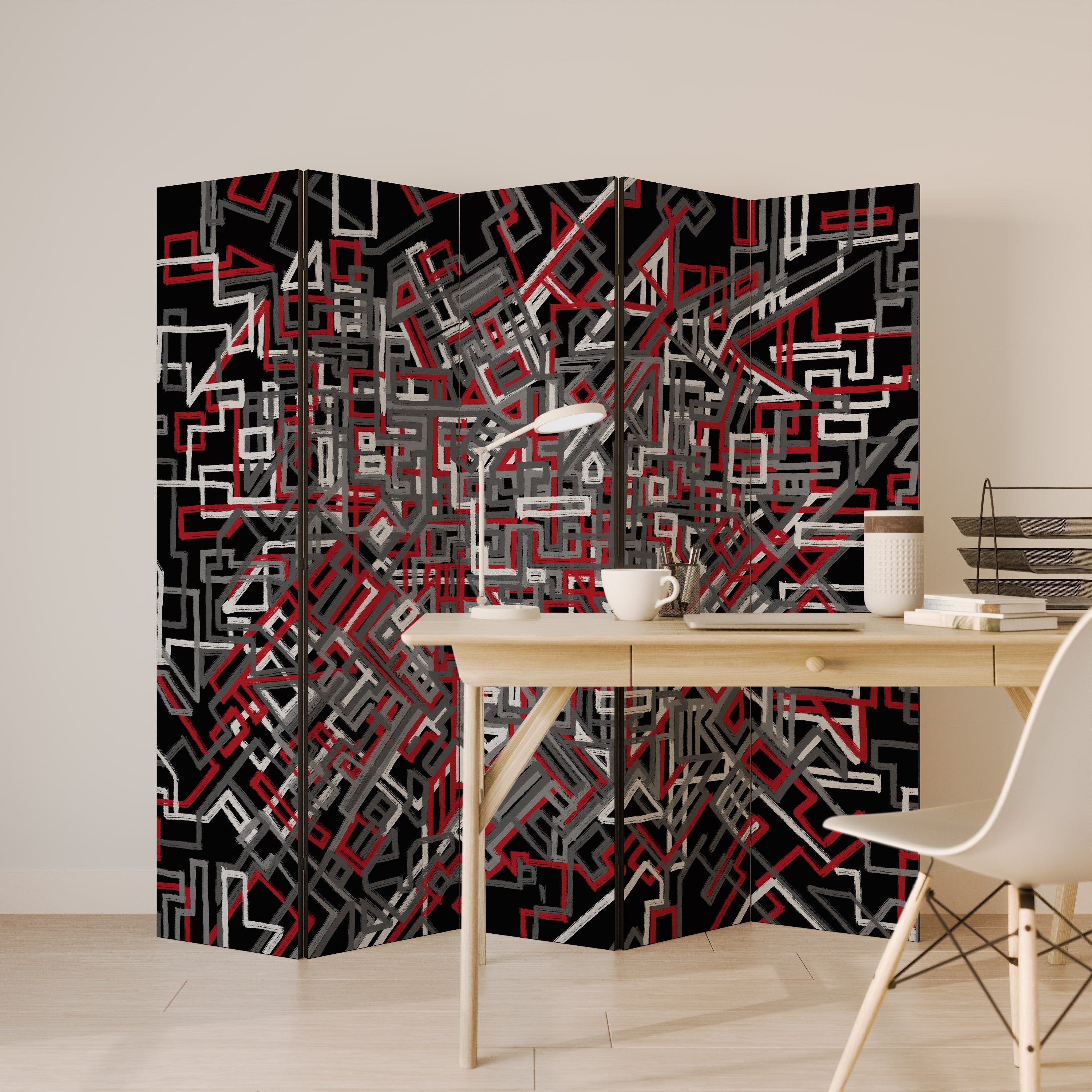 BROKEN LINES 5-Panel Room Divider