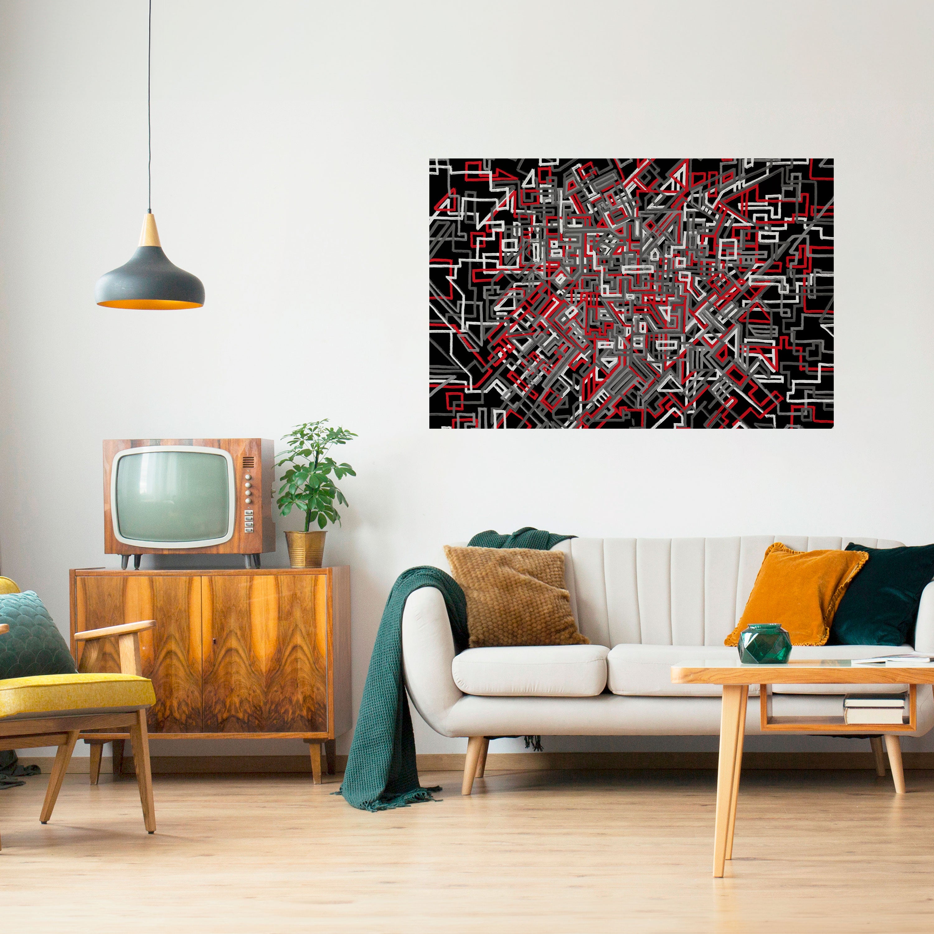 Póster horizontal autoadhesivo BROKEN LINES