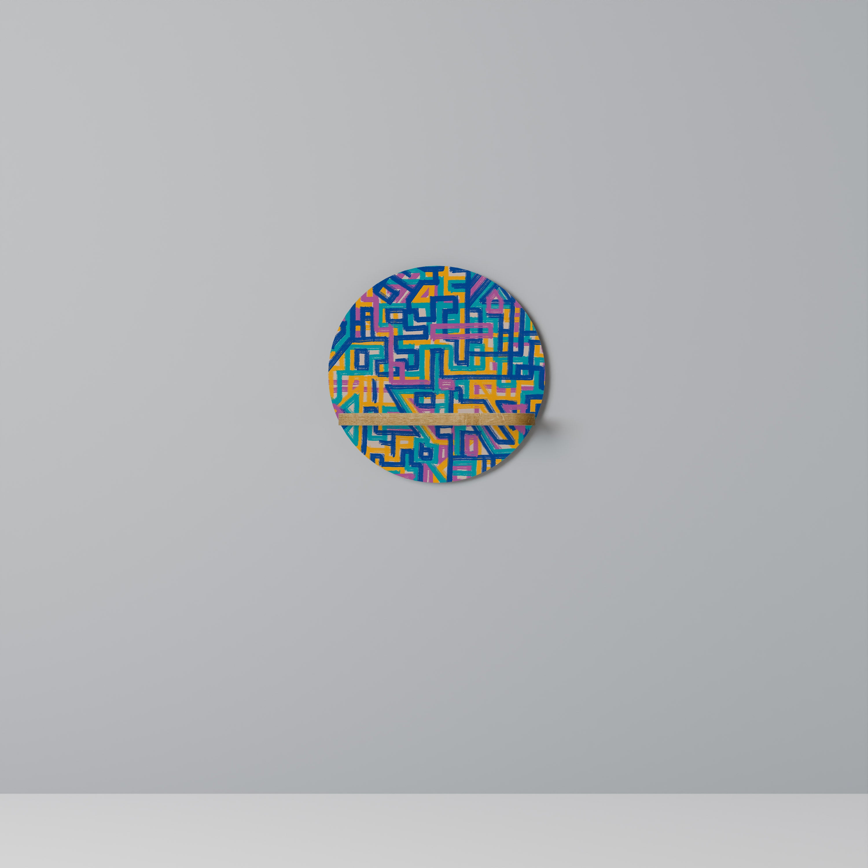 Estantería de arte redonda MEMORIES MAP con efecto roble