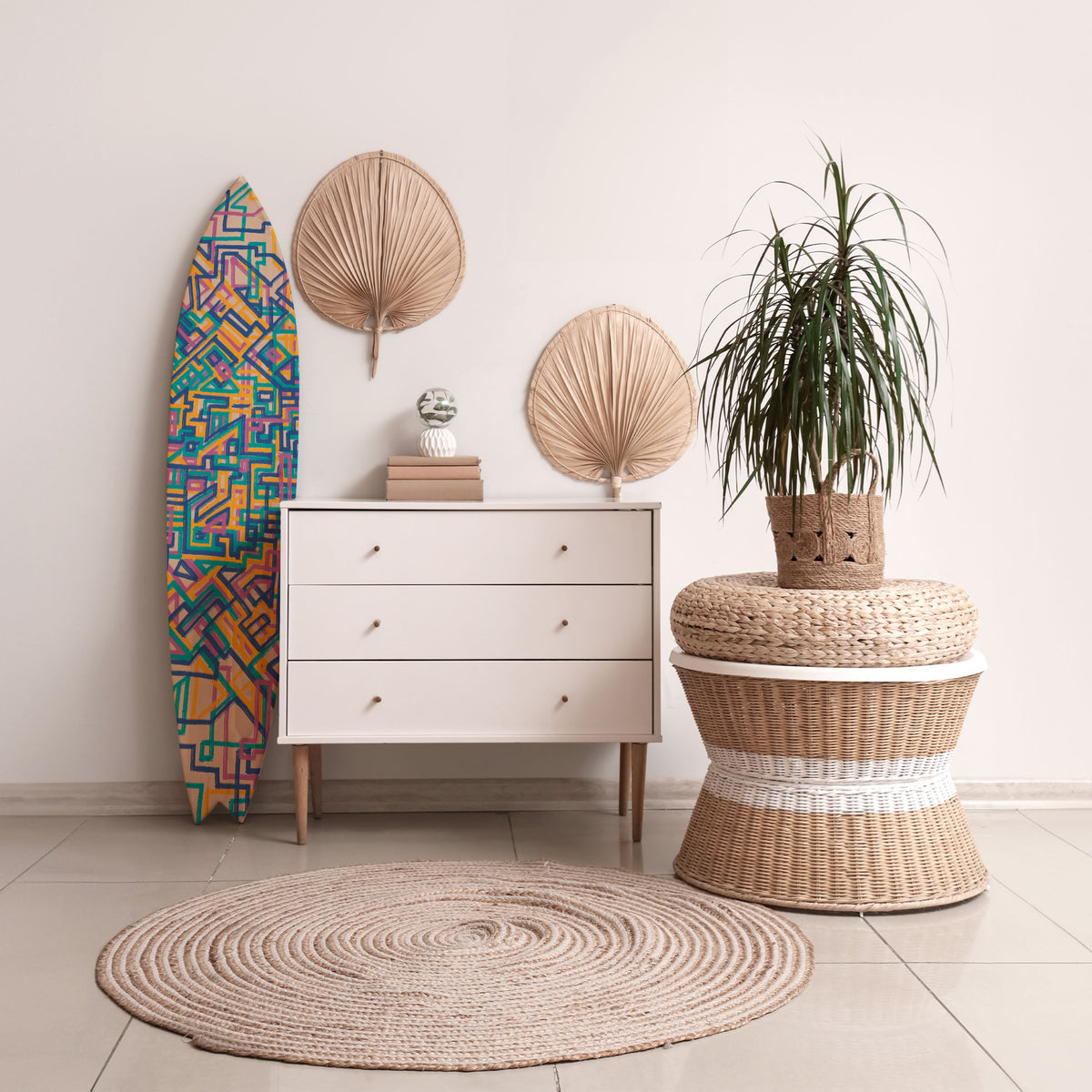 MEMORIES MAP Panel decorativo de tabla de surf