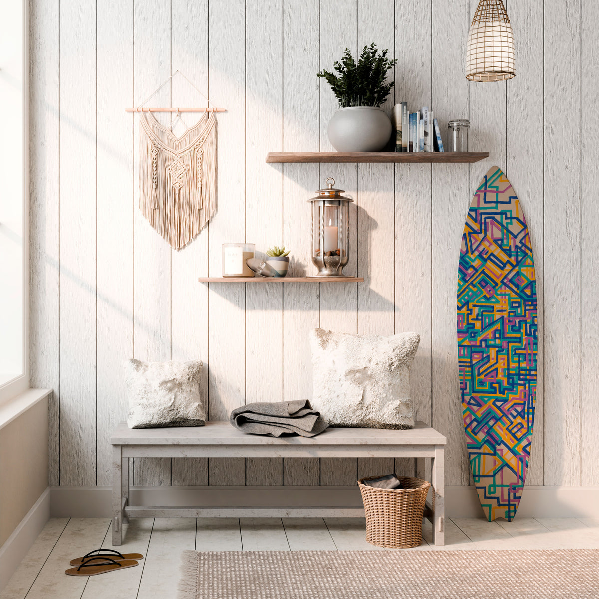 MEMORIES MAP Panel decorativo de tabla de surf
