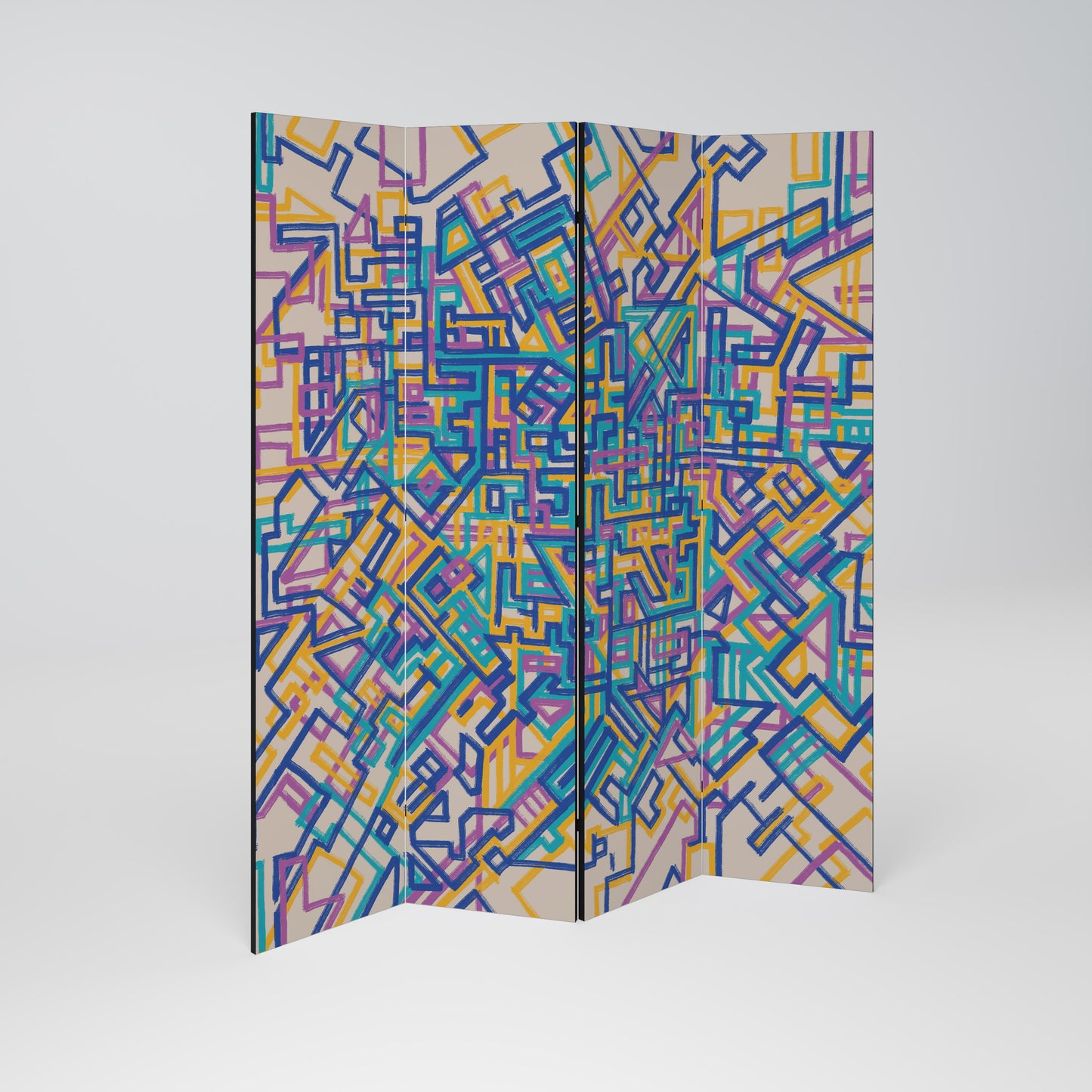 MEMORIES MAP 4-Panel Room Divider