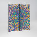 MEMORIES MAP Biombo Decorativo de 4 Paneles
